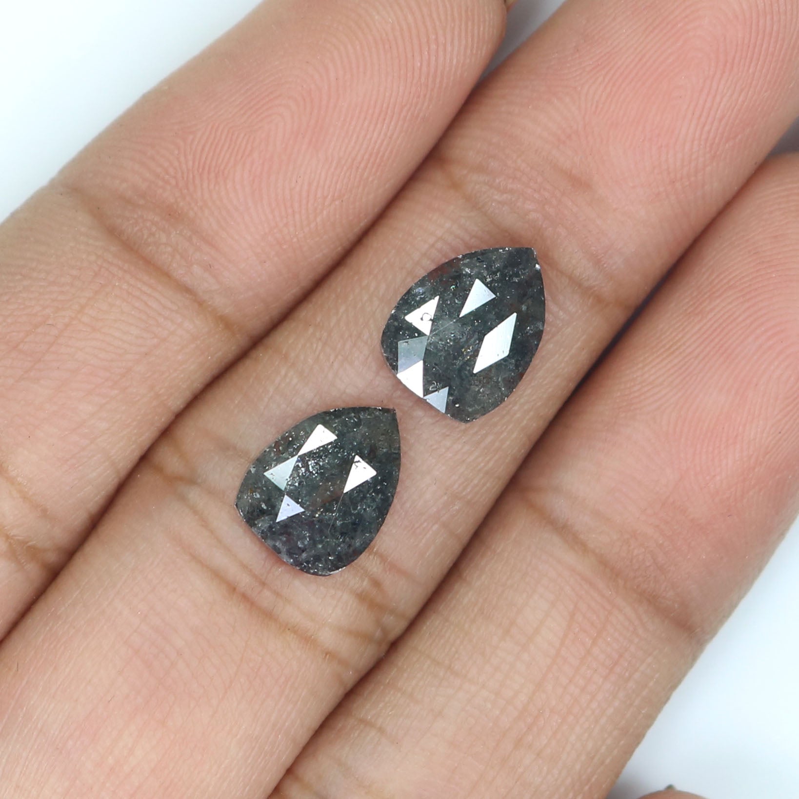 3.11 CT Natural Loose Pear Pair Diamond Grey Color Pear Cut Diamond 9.20 MM Natural Loose Pear Rose Cut Diamond Pear Cut Pair Diamond LQ6894