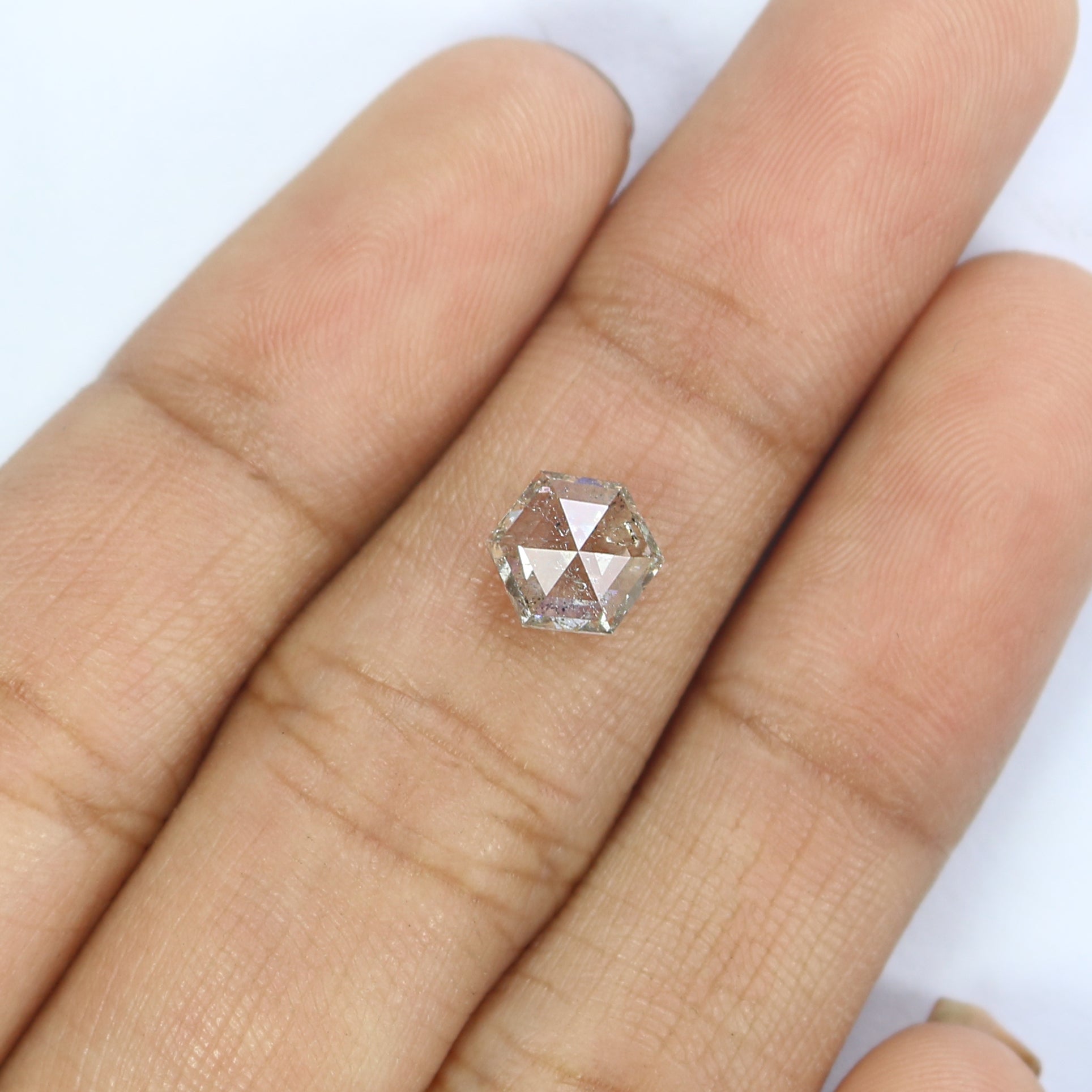 Natural Loose Hexagon Diamond White - G Color 1.34 CT 7.32 MM Hexagon Shape Rose Cut Diamond KDL2626