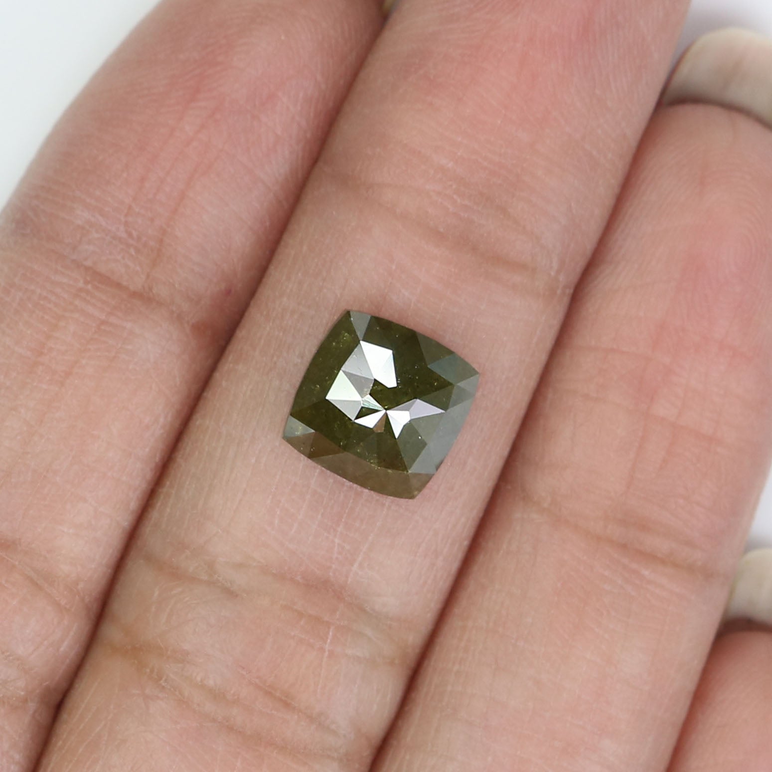 2.60 CT Natural Loose Square Shape Diamond Green Square Cut Diamond 8.05 MM Natural Loose Green Color Diamond Square Rose Cut Diamond QL2464