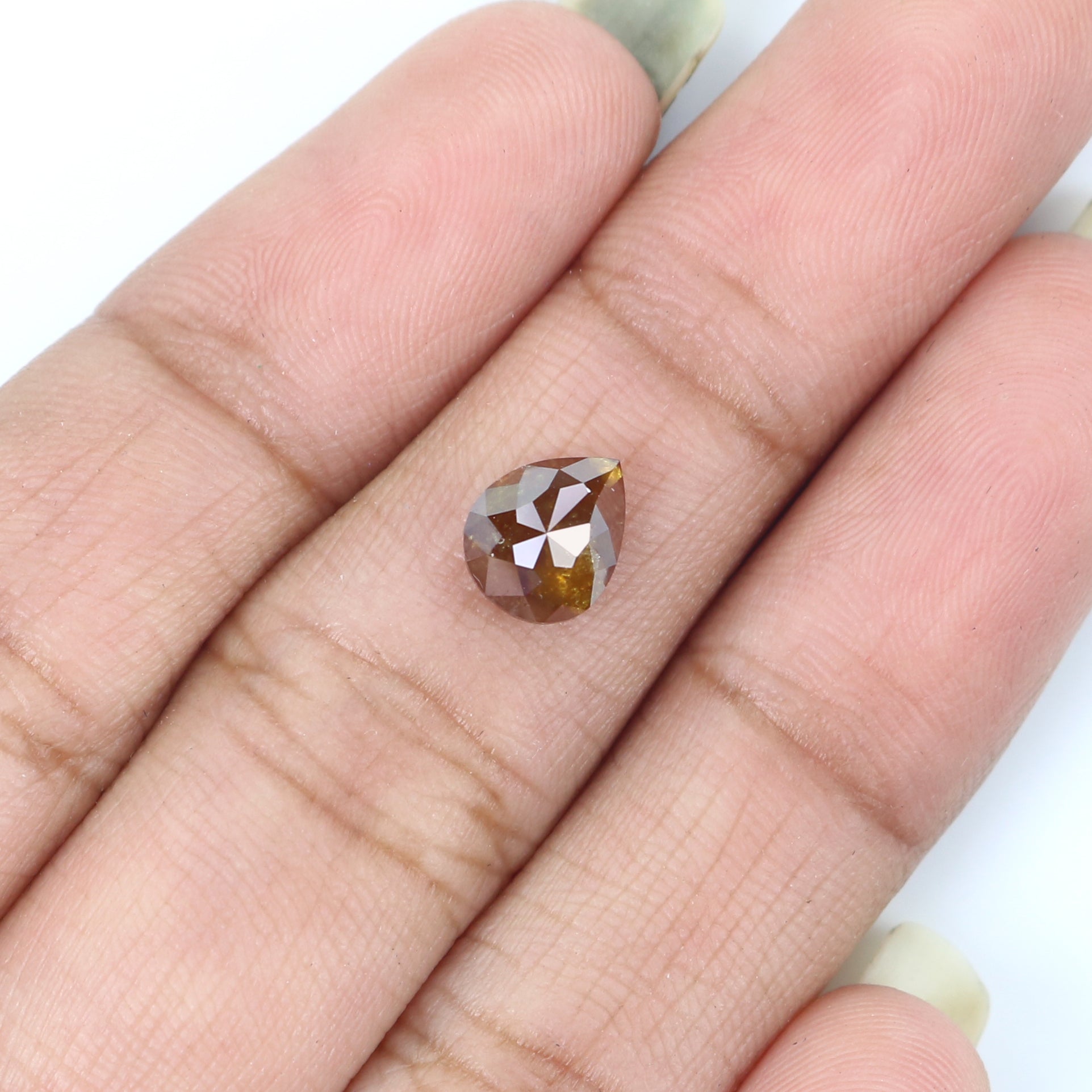 1.22 CT Natural Loose Pear Shape Diamond Brown Color Pear Cut Diamond 7.40 MM Natural Loose Brown Color Diamond Pear Rose Cut Diamond LQ9417