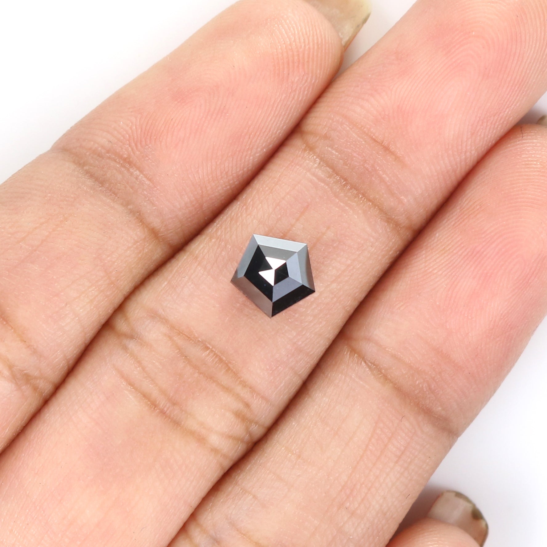 0.97 Ct Natural Loose Pentagon Shape Diamond Black Color Pentagon Diamond 6.30 MM Natural Loose Black Color Pentagon Rose Cut Diamond LQ9613