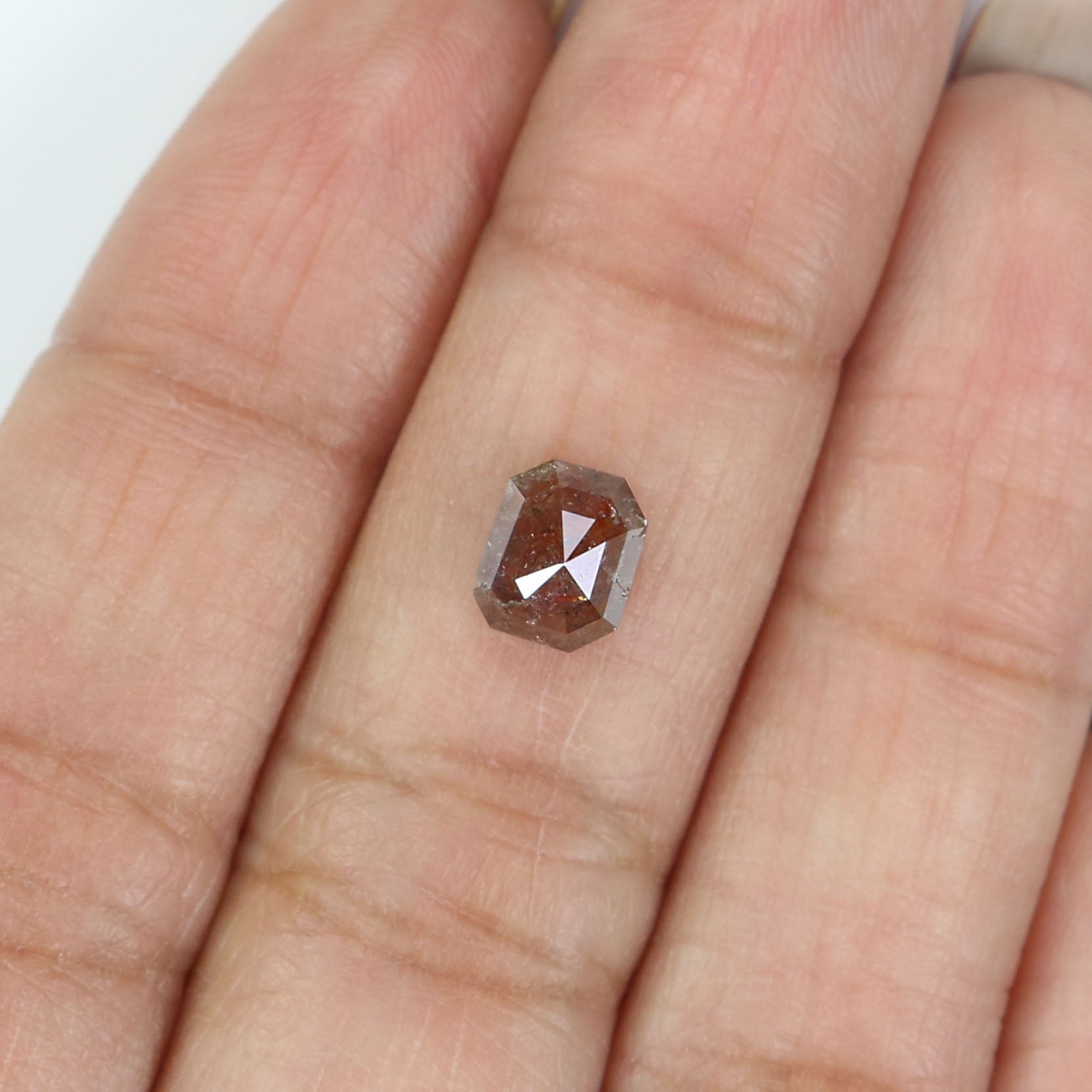 Natural Loose Emerald Shape Brown Color Diamond 1.38 CT 6.65 MM Emerald Shape Rose Cut Diamond L7204