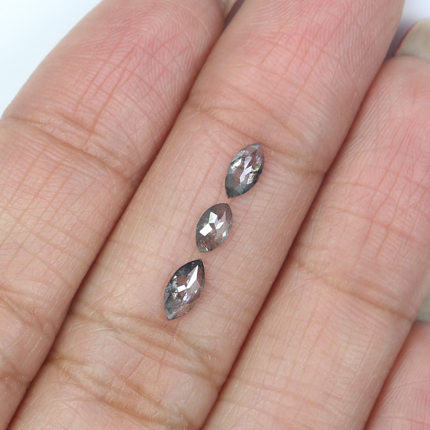 Natural Loose Marquise Salt And Pepper Diamond Black Grey Color 0.55 CT 4.81 MM Marquise Shape Rose Cut Diamond KDL2458