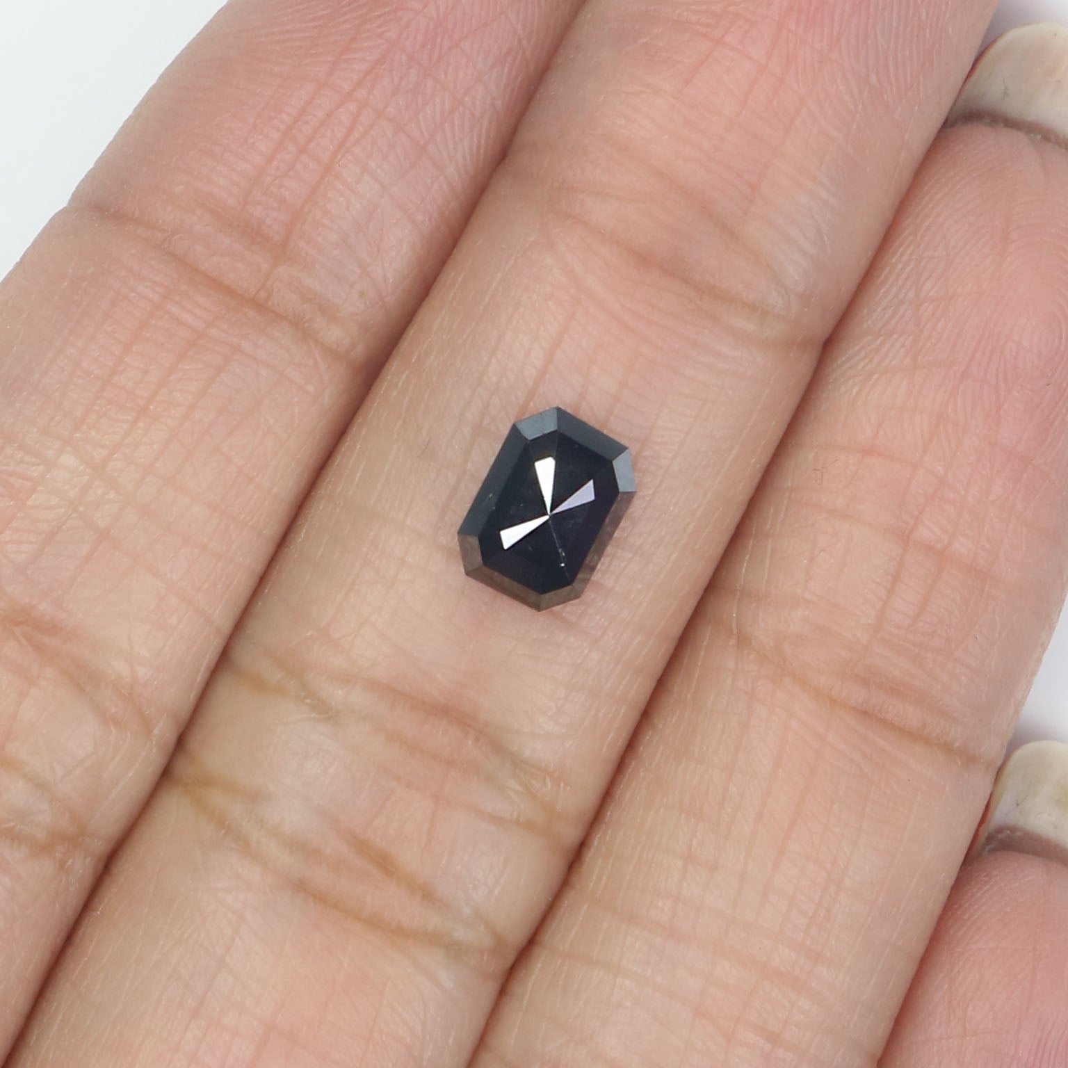 1.05 CT Natural Loose Emerald Shape Diamond Black Color Emerald Diamond 7.00 MM Natural Loose Black Color Emerald Rose Cut Diamond KQ1528