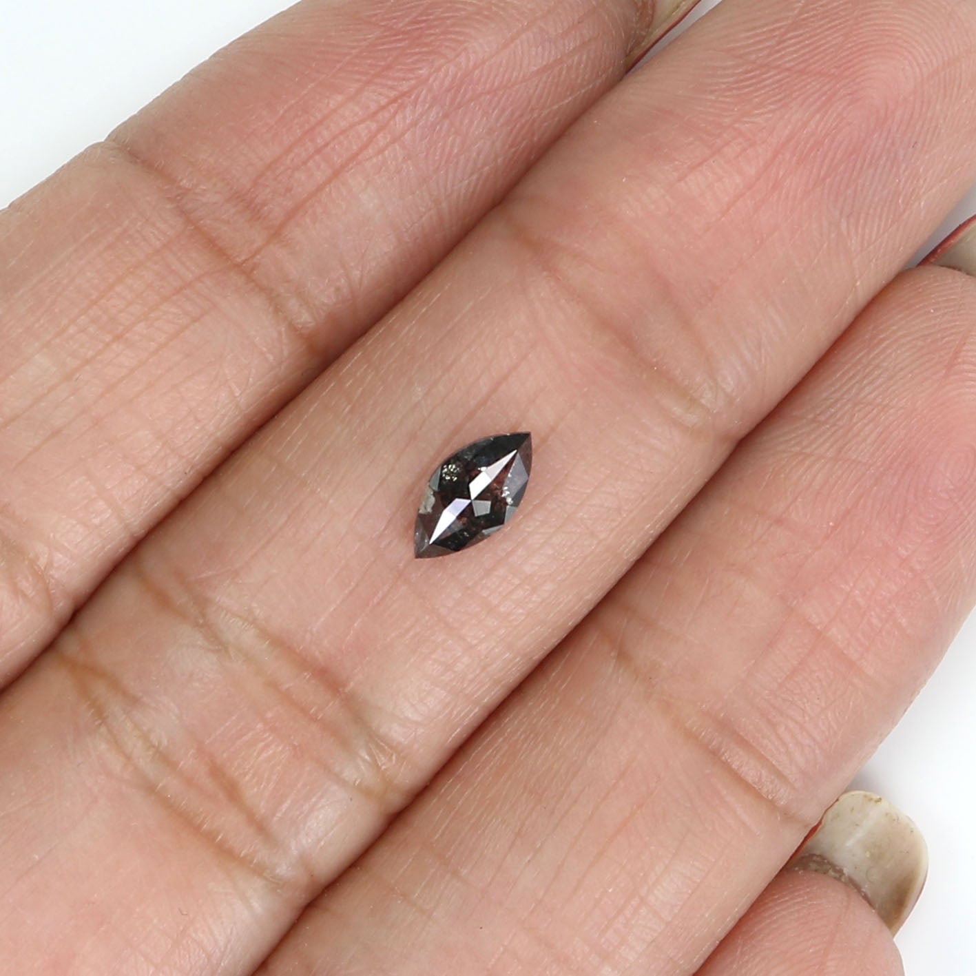 Natural Loose Marquise Salt And Pepper Diamond Black Grey Color 0.39 CT 6.93 MM Marquise Shape Rose Cut Diamond KR2565