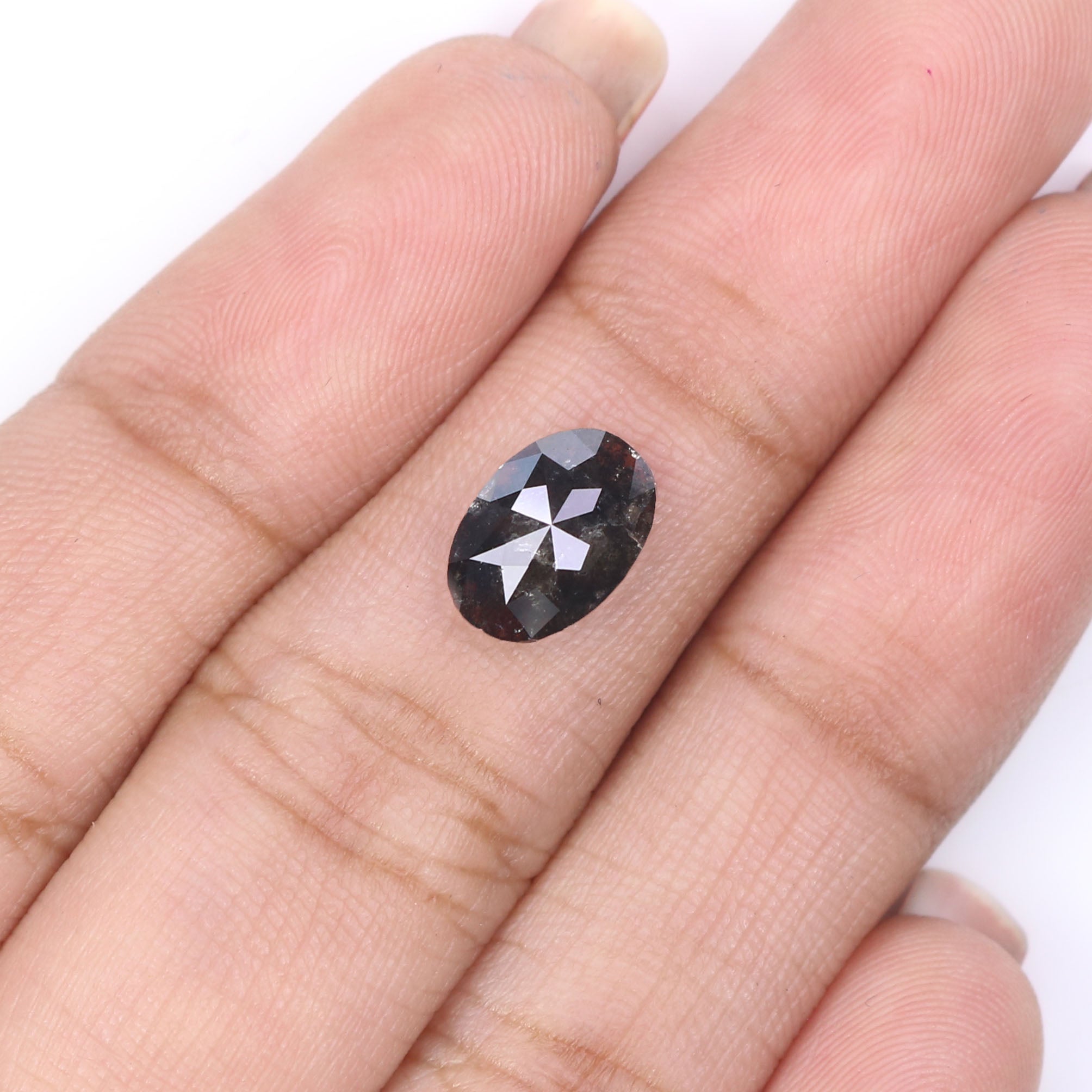 1.33 CT Natural Loose Oval Shape Diamond Salt And Pepper Oval Rose Cut Diamond 9.30 MM Black Grey Color Oval Shape Rose Cut Diamond LQ2290
