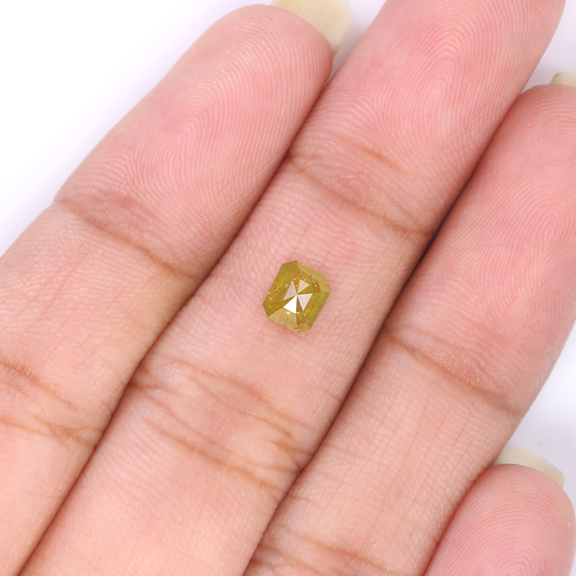 Natural Loose Radiant Diamond Yellow Green Color 0.42 CT 5.00 MM Radiant Shape Rose Cut Diamond KR1196