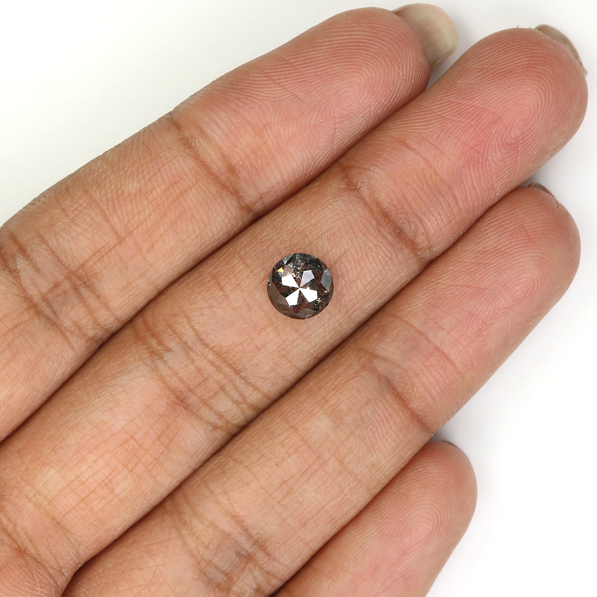 1.08 Ct Natural Loose Round Rose Cut Diamond Black Grey Color Rose Cut Diamond 6.35 MM Natural Loose Salt And Pepper Rose Cut Diamond QL1402