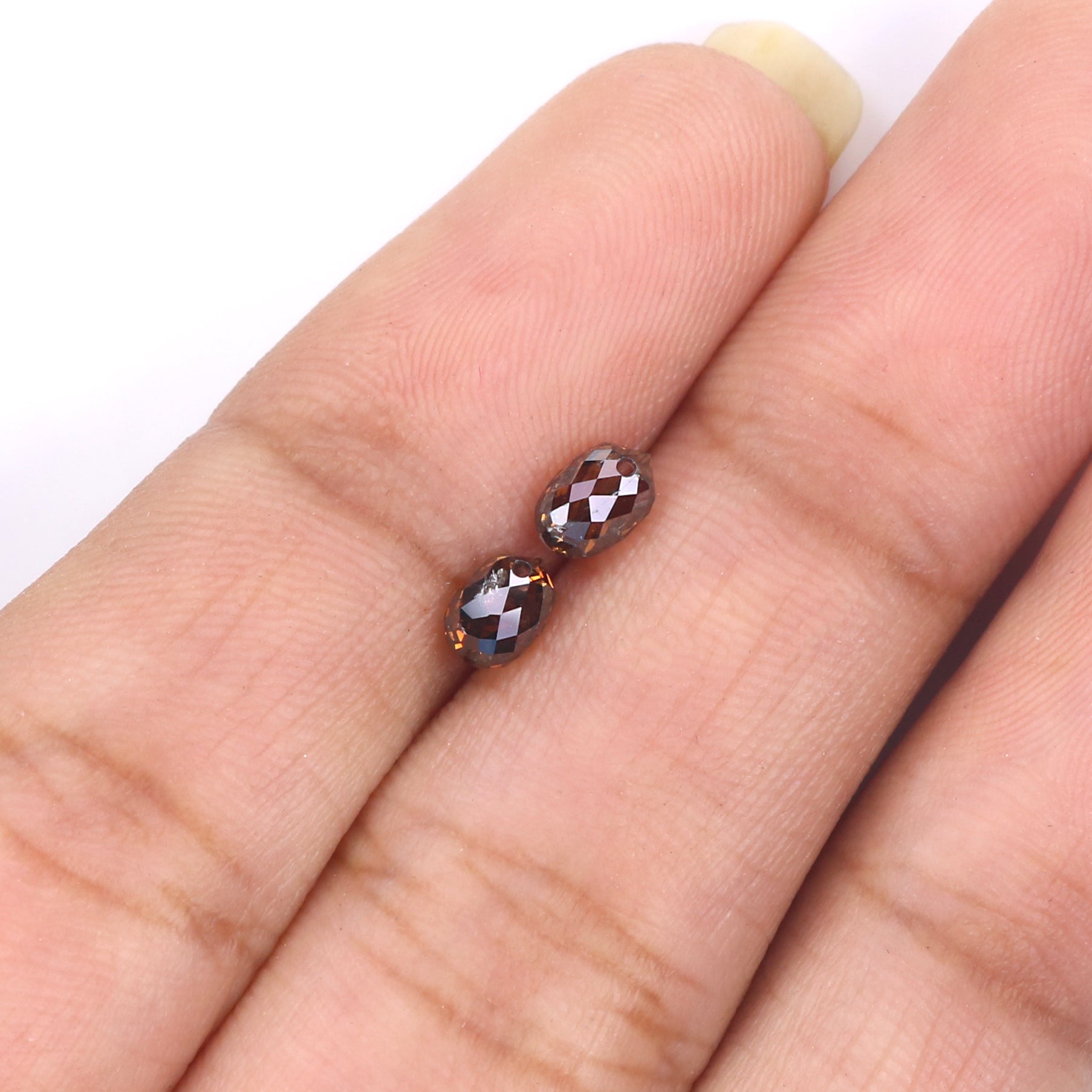 Natural Loose briolette Brown Color Diamond 0.89 CT 4.55 MM Drop Shape Rose Cut Diamond KDL9910