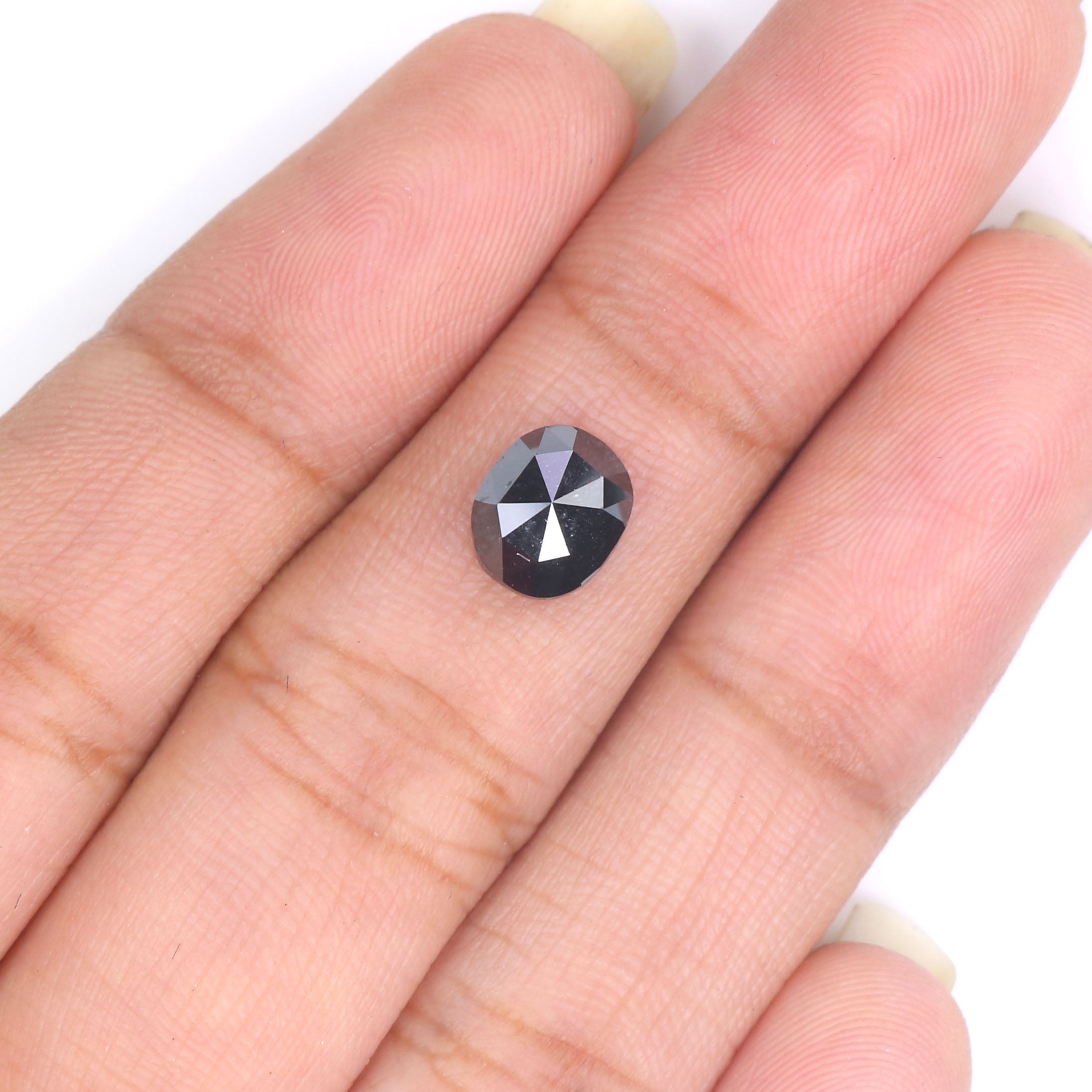 1.31 CT Natural Loose Oval Shape Diamond Black Oval Rose Cut Diamond 7.10 MM Natural Loose Black Color Oval Shape Rose Cut Diamond LQ7596