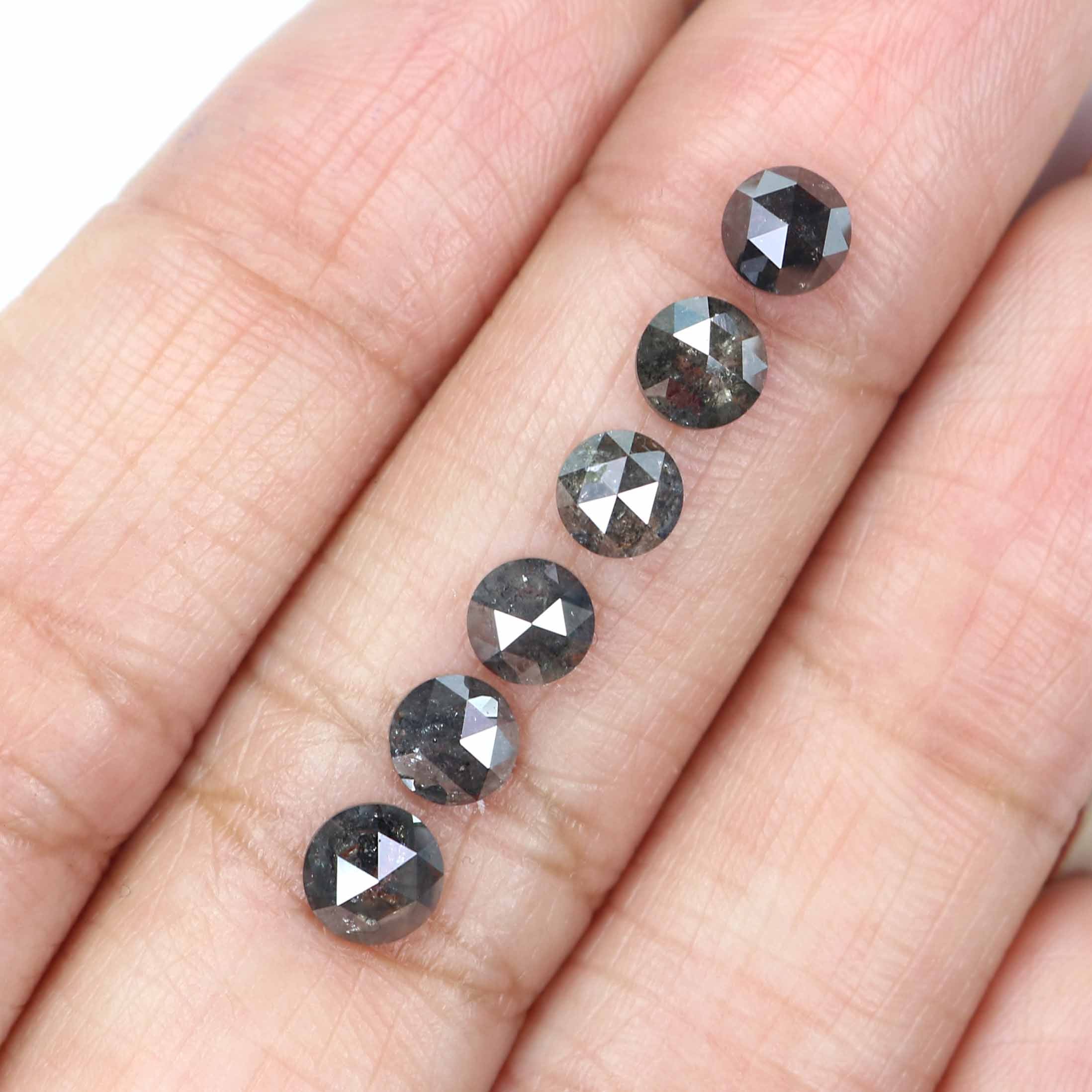 2.73 Ct Natural Loose Round Rose Cut Diamond Salt And Pepper Round Shape Diamond 4.50 MM Natural Black Grey Round Rose Cut Diamond LQ2378
