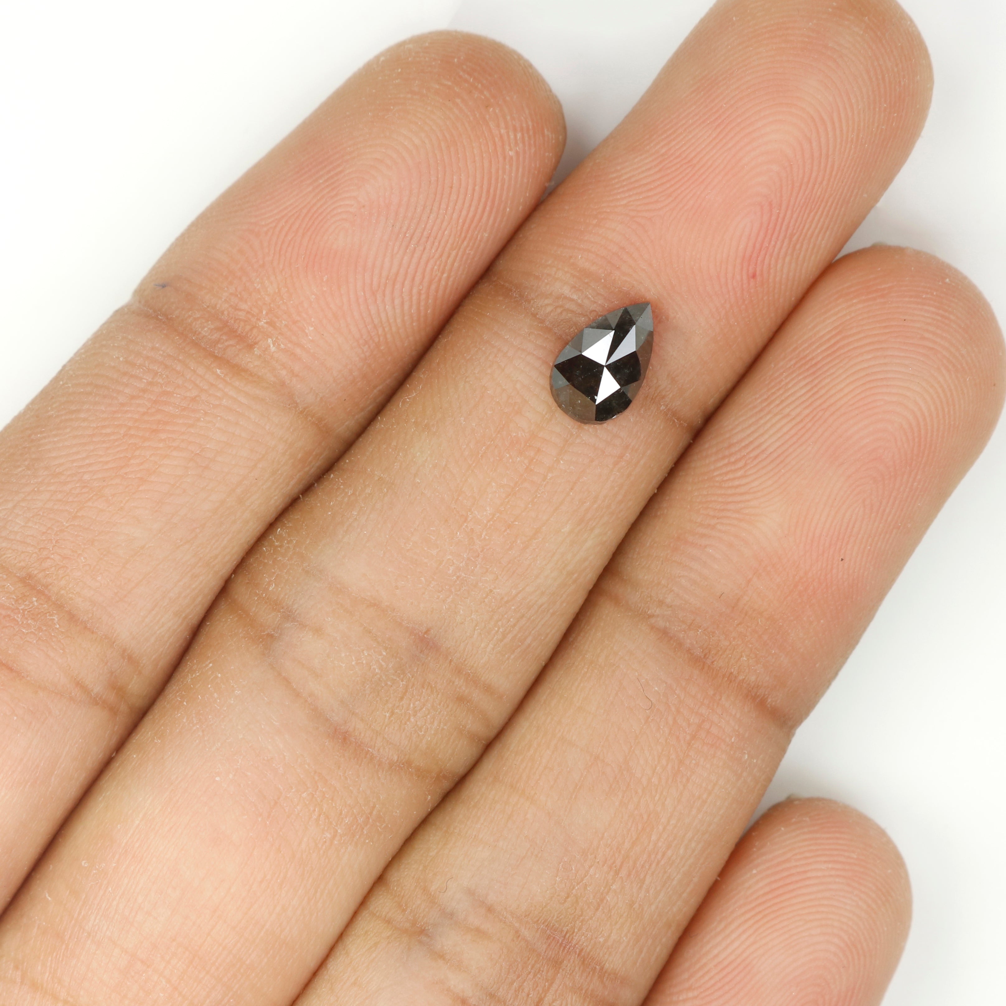 0.63 CT Natural Loose Pear Shape Diamond Black Color Pear Cut Diamond 7.20 MM Natural Loose Black Color Diamond Pear Rose Cut Diamond KQ2337
