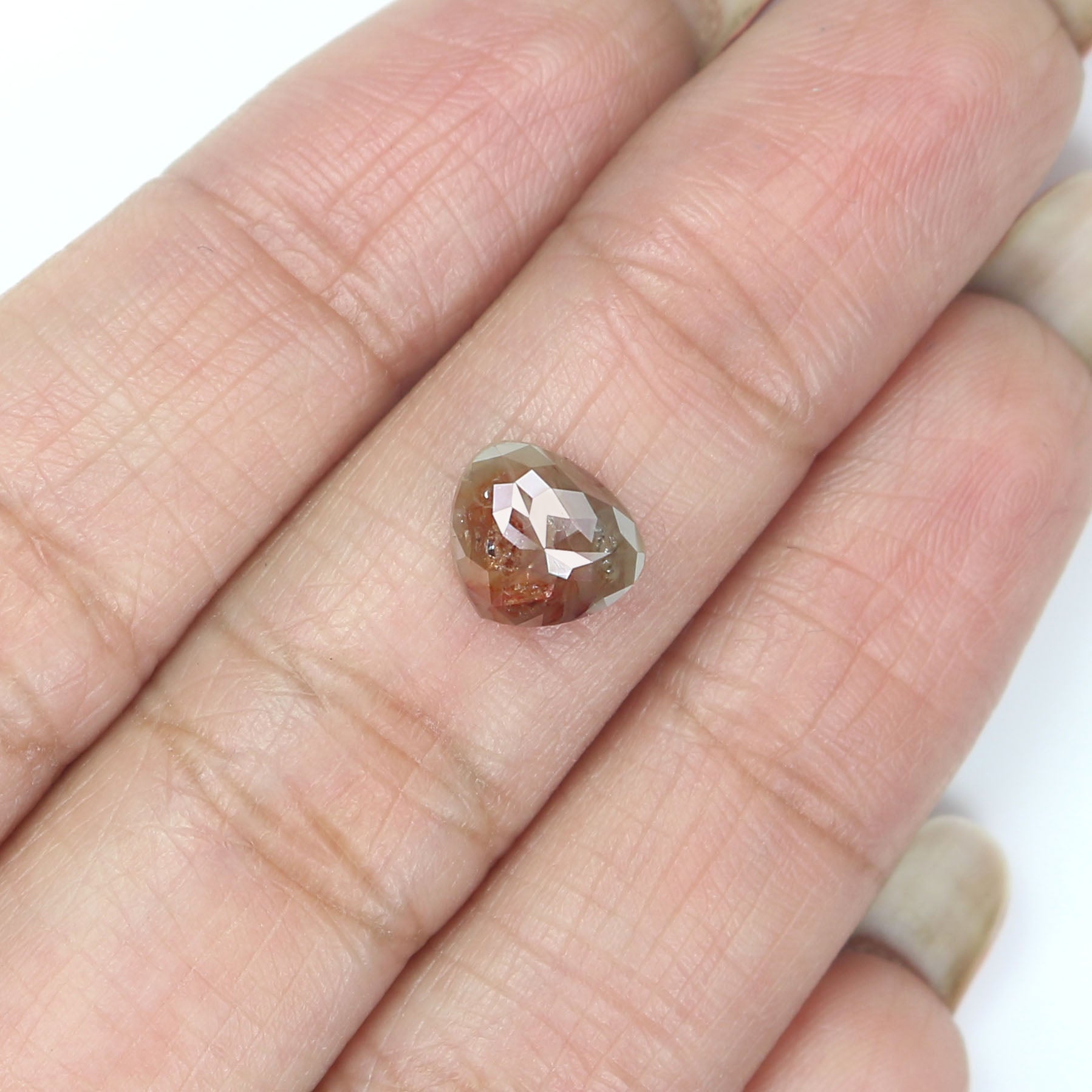 1.57 CT Natural Loose Heart Shape Diamond Brown Color Heart Cut Diamond 7.15 MM Natural Grey Color Diamond Heart Rose Cut Diamond LQ6050