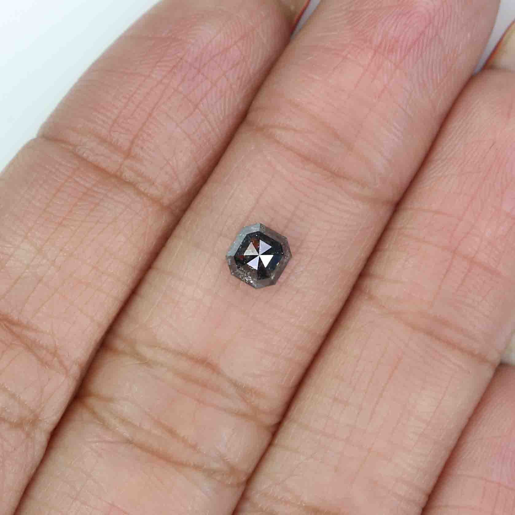 0.66 CT Natural Loose Radiant Shape Diamond Salt And Pepper Radiant Diamond 4.60 MM Natural Black Grey Color Radiant Rose Cut Diamond KQ1437