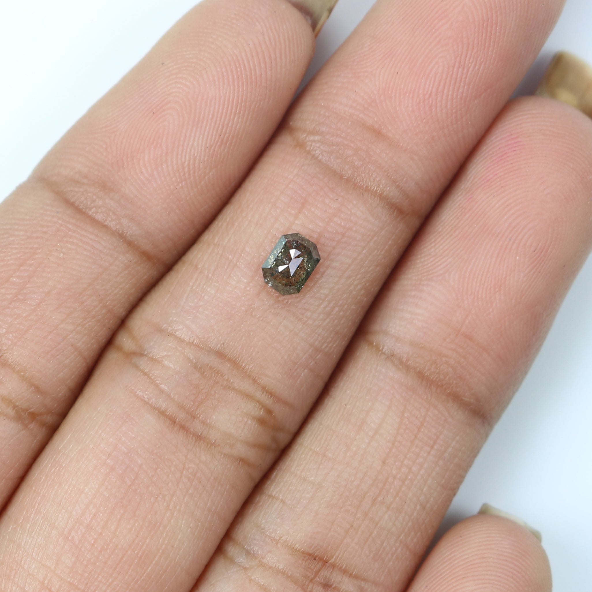 0.33 CT Natural Loose Emerald Shape Diamond Salt And Pepper Emerald Diamond 4.50 MM Natural Black Grey Color Emerald Rose Cut Diamond KQ2589