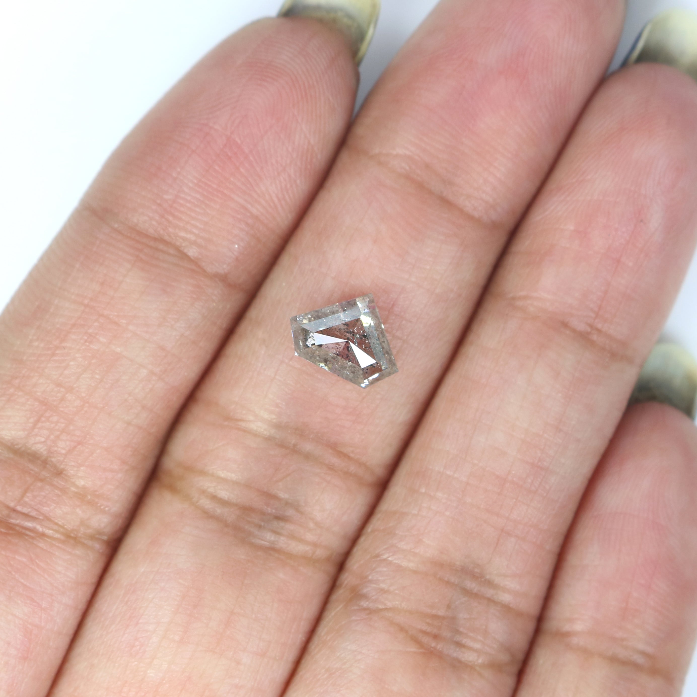 1.25 Ct Natural Loose Shield Shape Diamond Salt And Pepper Shield Cut Diamond 6.20 MM Black Gray Color Shield Shape Rose Cut Diamond LQ2609
