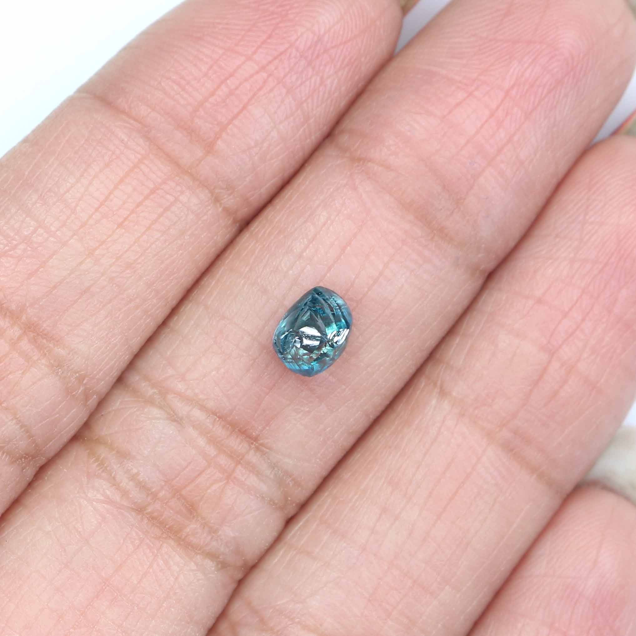 0.98 CT Natural Loose Rough Shape Diamond Blue Color Rough Cut Diamond 5.55 MM Natural Loose Blue Color Rough Irregular Cut Diamond QLB2356