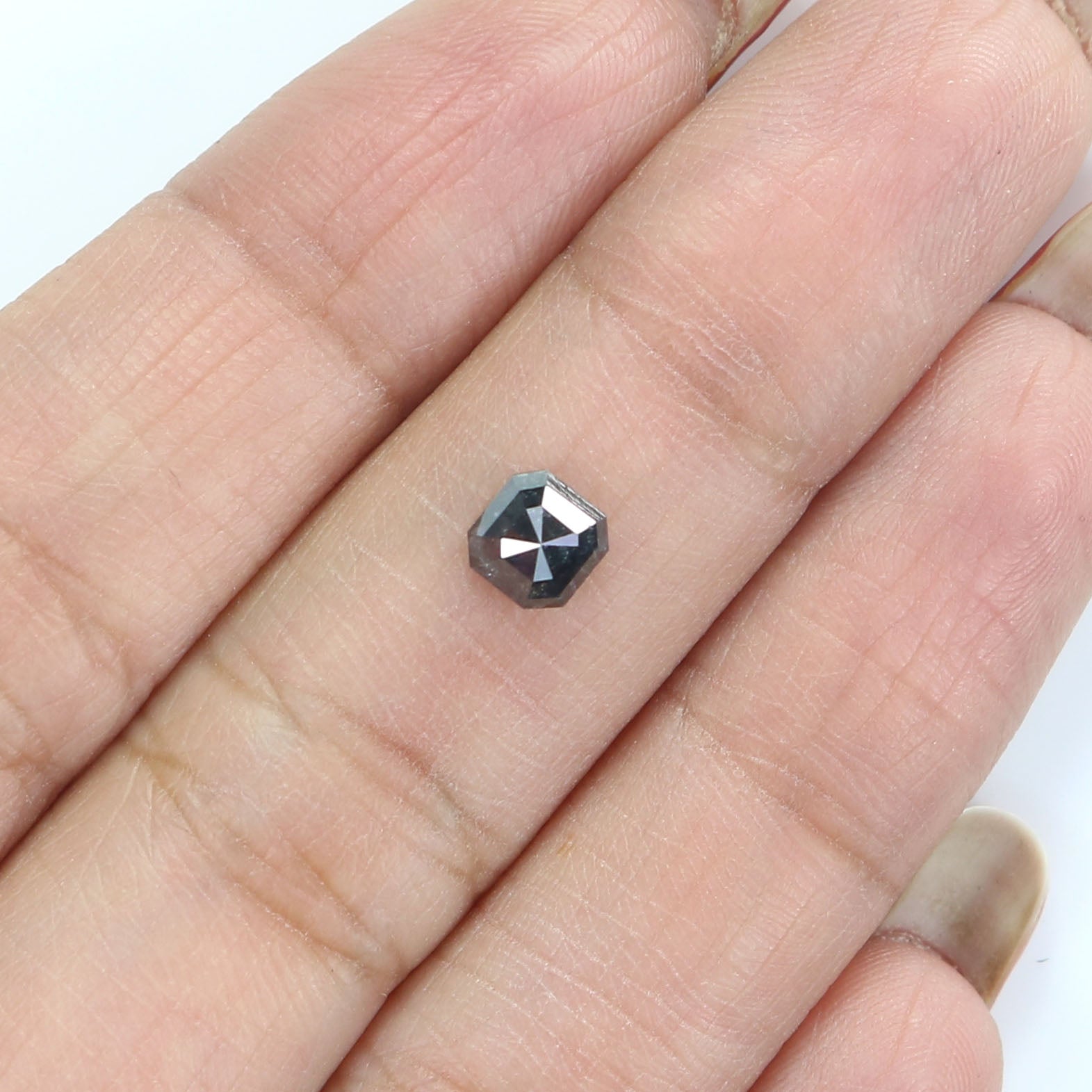 0.69 CT Natural Loose Radiant Shape Diamond Salt And Pepper Radiant Diamond 4.85 MM Natural Black Grey Color Radiant Rose Cut Diamond LQ8147