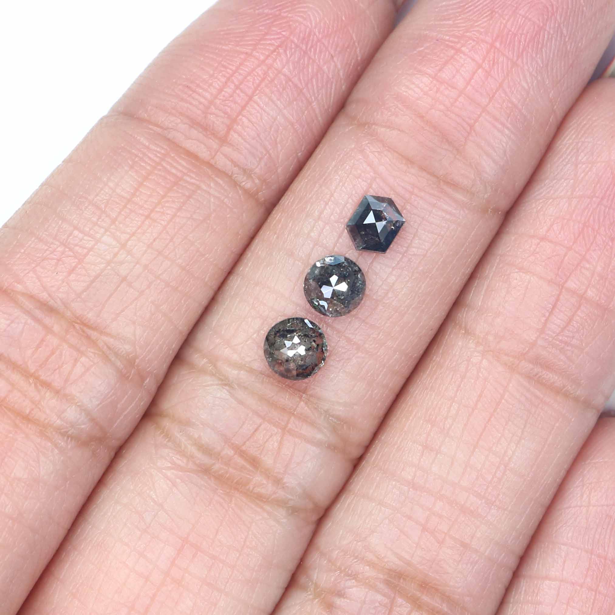 1.03 CT Natural Loose Mix Shape Diamond Salt And Pepper Mix Shape Diamond 4.35 MM Natural Black Grey Color Mix Shape Rose Cut Diamond QK2328