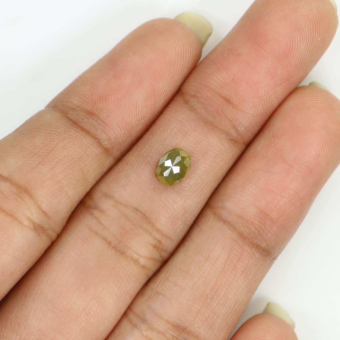 0.57 CT Natural Loose Oval Shape Diamond Yellow Color Oval Cut Diamond 5.70 MM Natural Loose Green Color Oval Shape Rose Cut Diamond KQ2475