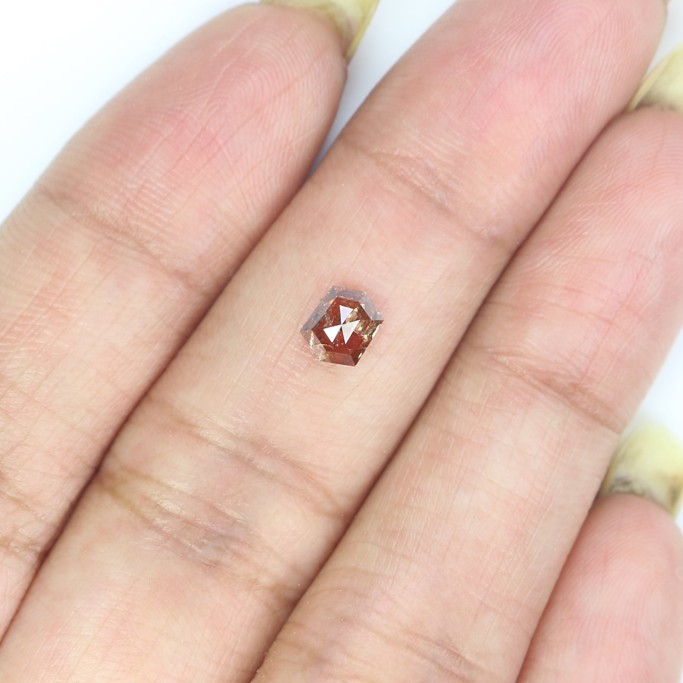 Natural Loose Hexagon Brown Color Diamond 0.46 CT 5.29 MM Hexagon Shape Rose Cut Diamond KDK2594