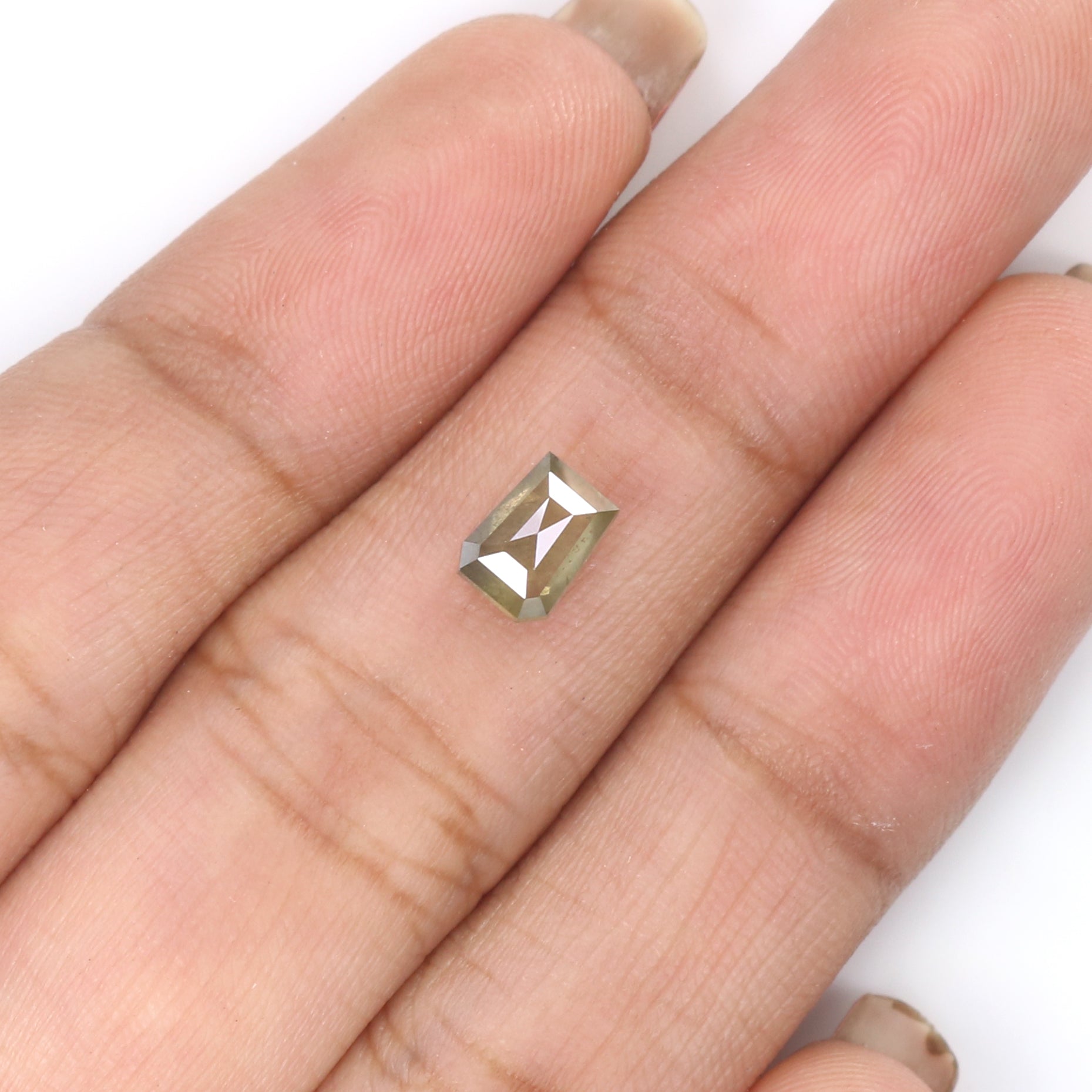 0.77 CT Natural Loose Coffin Shape Diamond Coffin Shape Diamond 6.00 MM Natural Green Grey Color Diamond Coffin Rose Cut Diamond QL5850