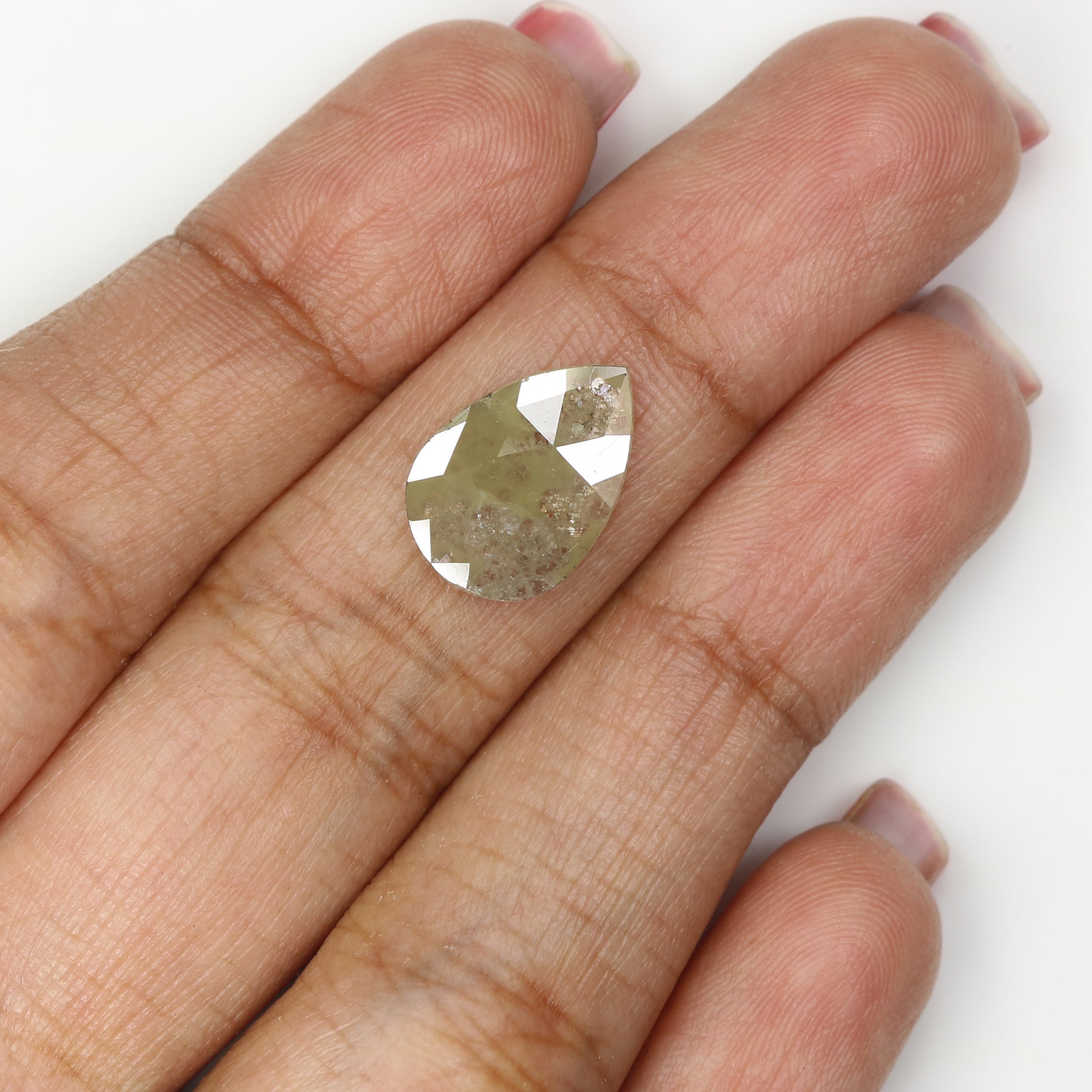 2.35 CT Natural Loose Pear Shape Diamond Yellow Color Pear Cut Diamond 13.85 MM Natural Loose Diamond Grey Color Pear Rose Cut Diamond LQ1556