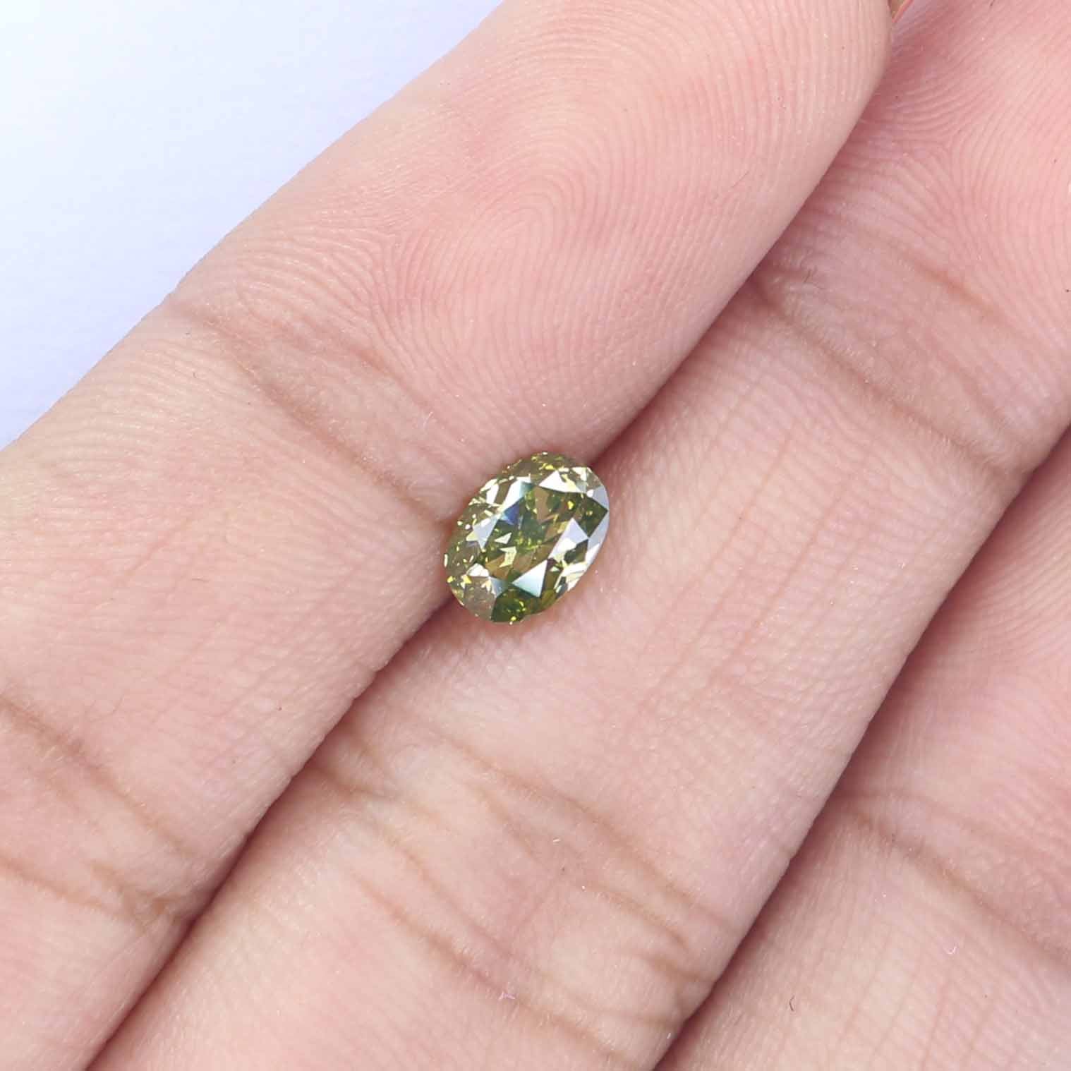 0.58 Ct Natural Loose Oval Shape Diamond Green Color Oval Cut Diamond 5.75 MM Natural Loose Diamond Green Oval Brilliant Cut Diamond LQ2490
