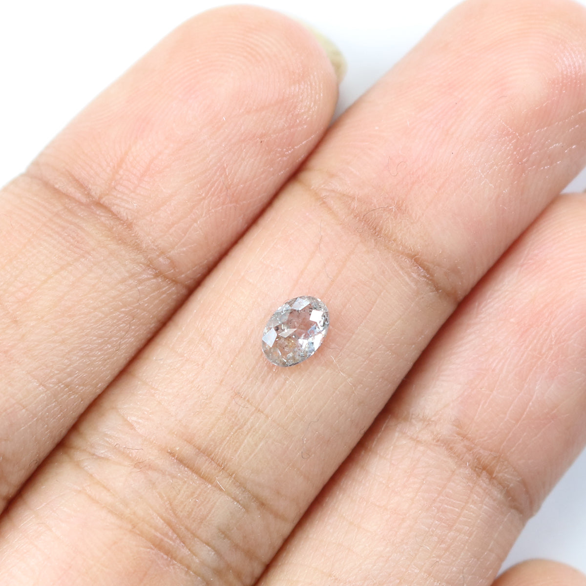 0.34 CT Natural Loose Oval Shape Diamond Salt And Pepper Oval Rose Cut Diamond 5.30 MM Black Grey Color Oval Shape Rose Cut Diamond KQ2281