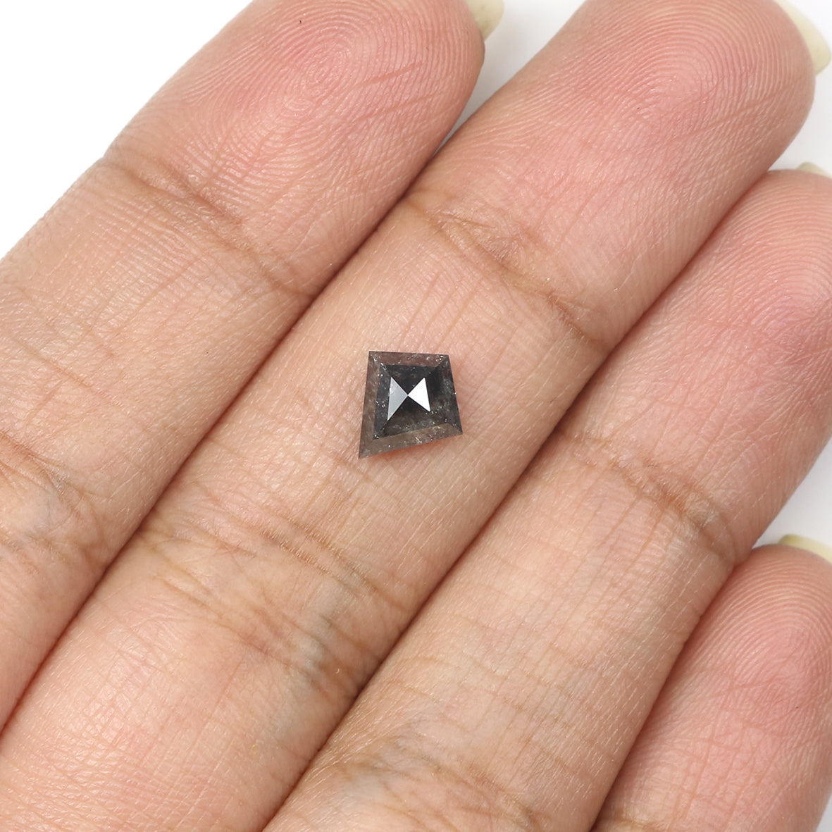 0.94 CT Natural Loose Kite Shape Diamond Salt And Pepper Kite Rose Cut Diamond 7.60 MM Black Grey Color Kite Shape Rose Cut Diamond QL2038