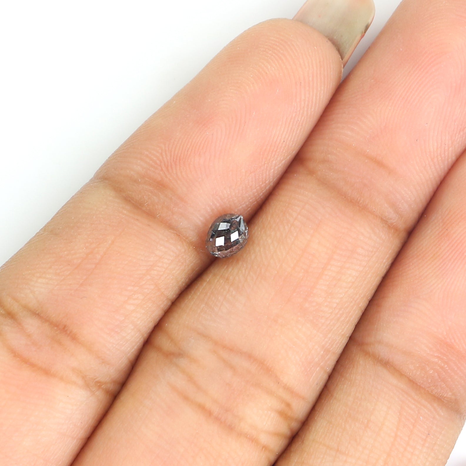 Natural Loose Briolette Salt And Pepper Black Grey Color Diamond 0.46 CT 4.60 MM Drop  Shape Rose Cut Diamond L5636