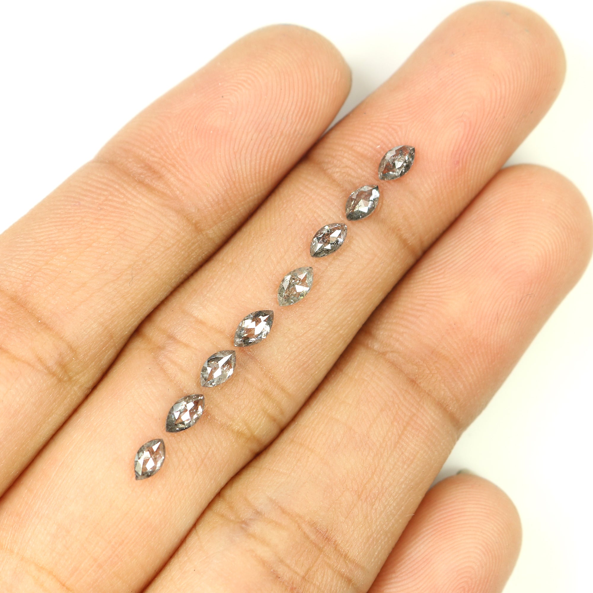 0.93 CT Natural Loose Marquise Shape Diamond Salt And Pepper Marquise Rose Cut Diamond 4.10 MM Black Grey Color Marquise Cut Diamond QL1312