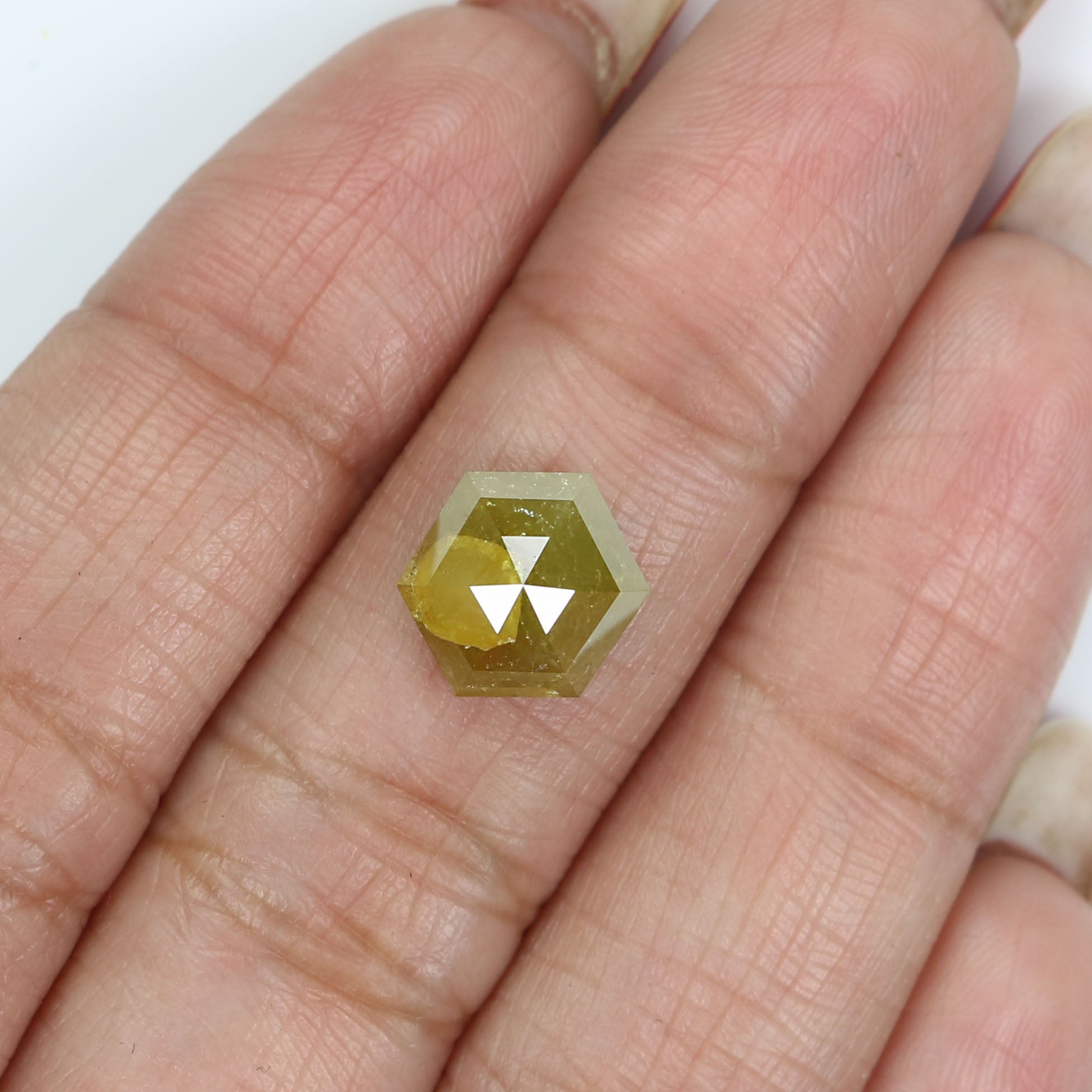 2.96 CT Natural Loose Hexagon Shape Diamond Yellow Color Hexagon Cut Diamond 9.90 MM Natural Loose Yellow Hexagon Rose Cut Diamond LQ2426