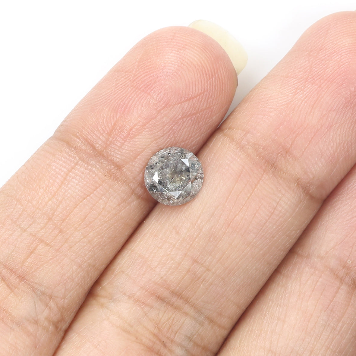 1.31 CT Natural Loose Round Shape Diamond Black Grey Color Round Cut Diamond 6.75 MM Salt And Pepper Round Brilliant Cut Diamond QL2032