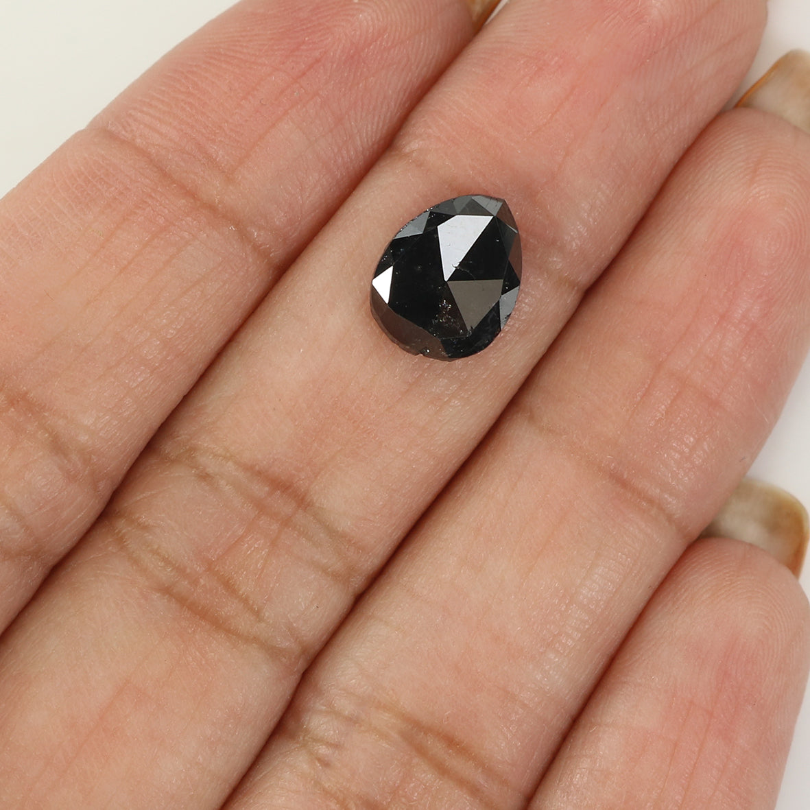 1.89 CT Natural Loose Pear Shape Diamond Black Color Pear Cut Diamond 9.55 MM Natural Loose Black Color Diamond Pear Rose Cut Diamond LQ1730