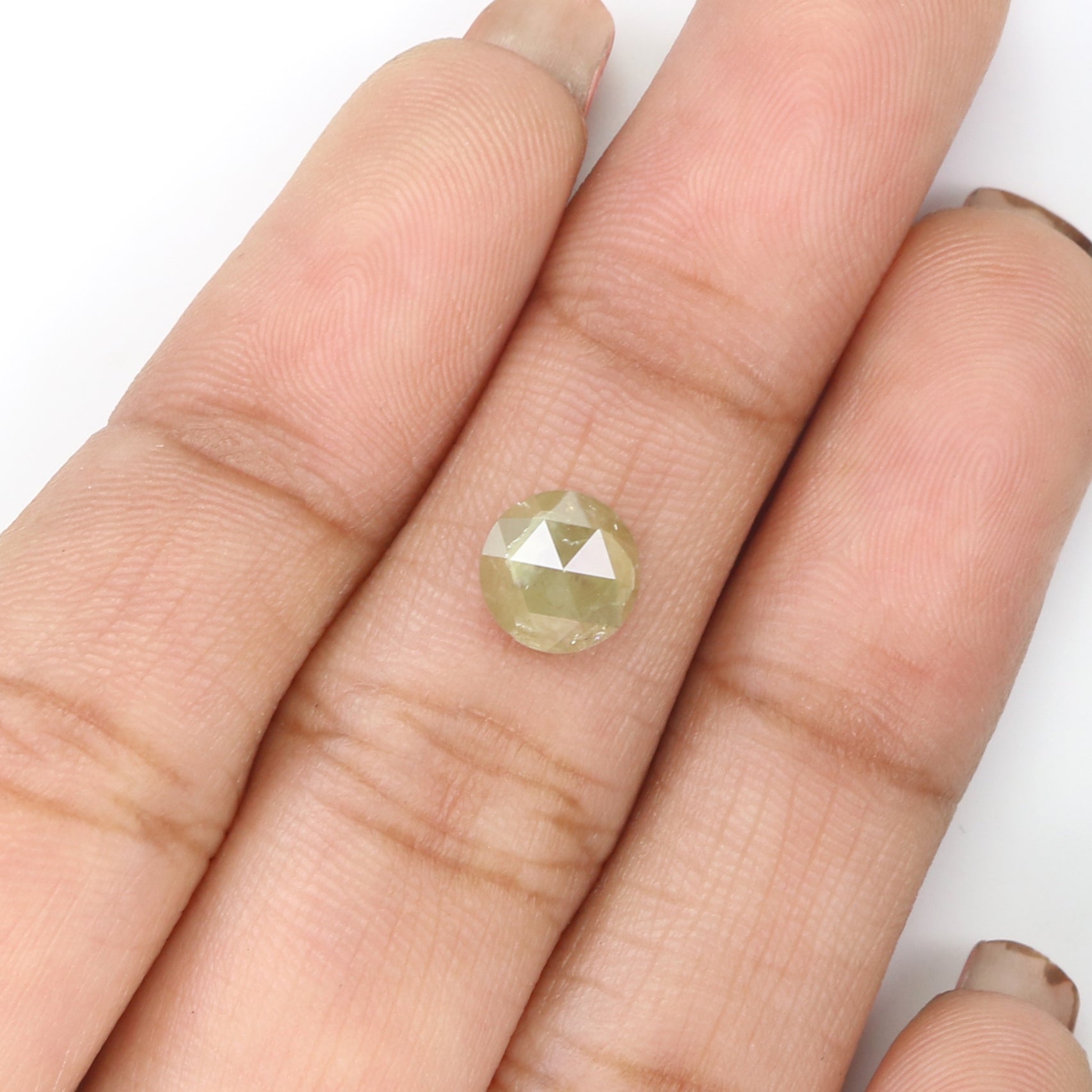 1.49 CT Natural Loose Round Rose Cut Diamond Light Yellow Color Round Shape Diamond 6.75 MM Natural Loose Green Color Round Diamond LQ5803