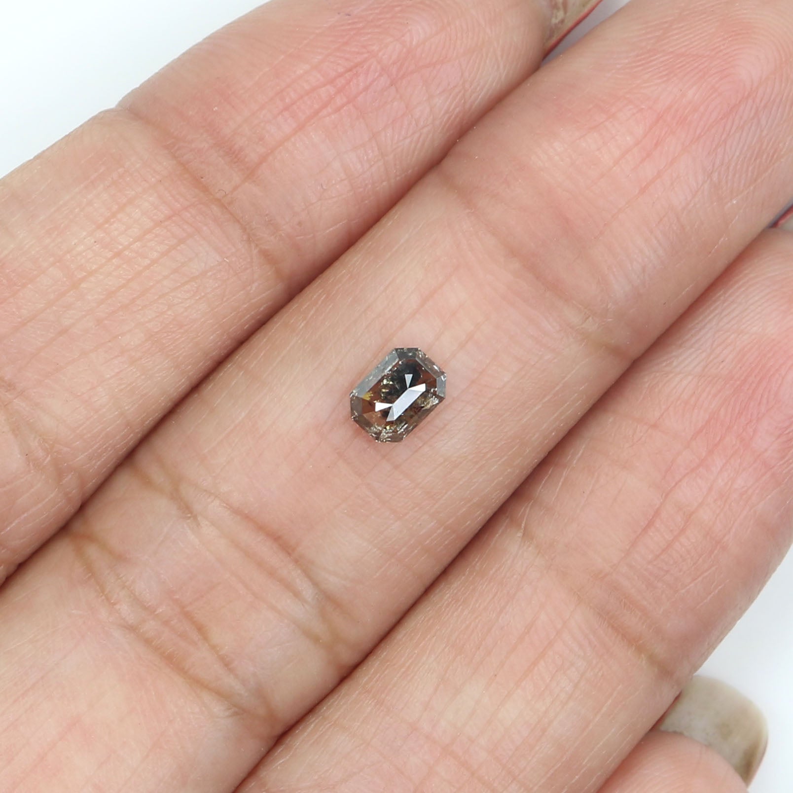 0.35 CT Natural Loose Emerald Shape Diamond Salt And Pepper Emerald Diamond 4.85 MM Natural Black Grey Color Emerald Rose Cut Diamond KQ2564