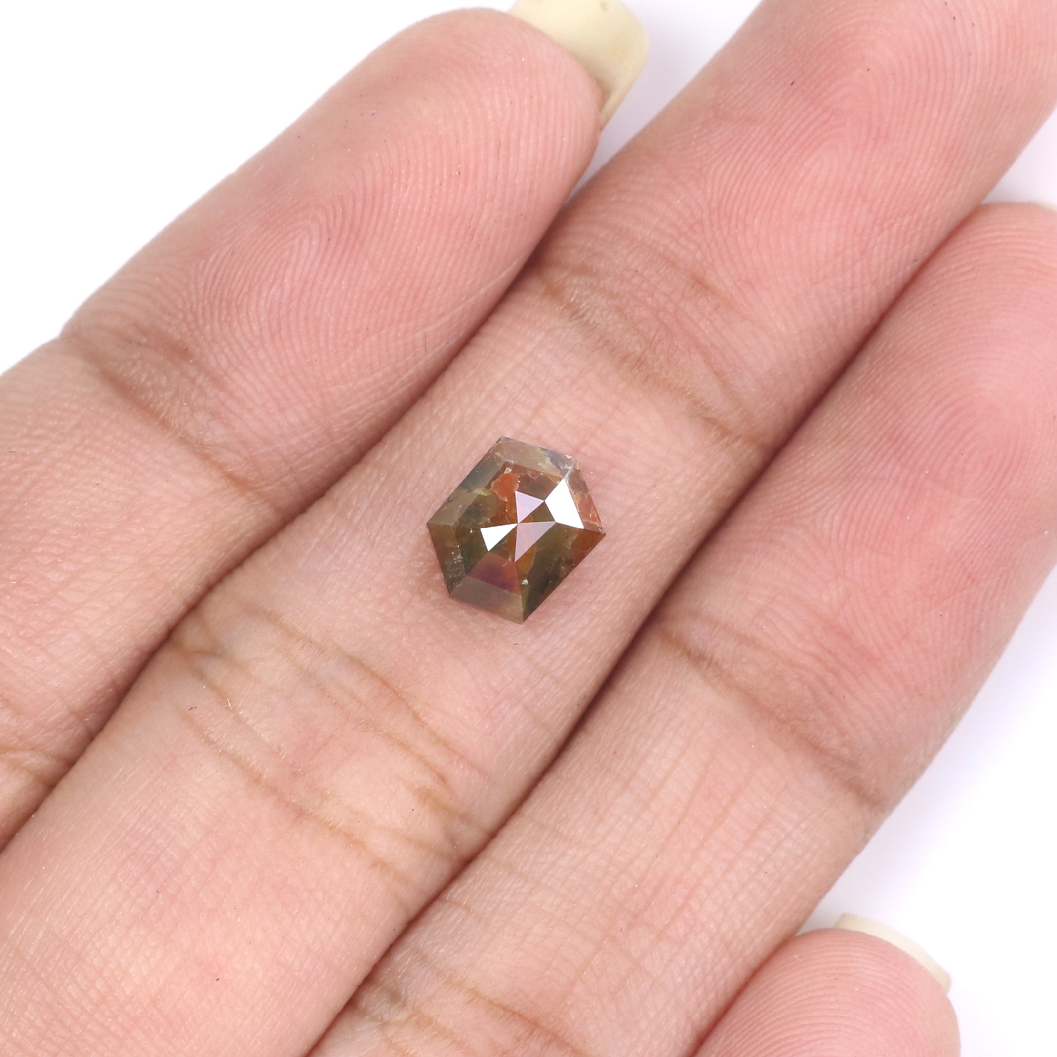 1.32 CT Natural Loose Hexagon Shape Diamond Brown Color Hexagon Cut Diamond 7.45 MM Natural Brown Color Hexagon Rose Cut Diamond KQ2522