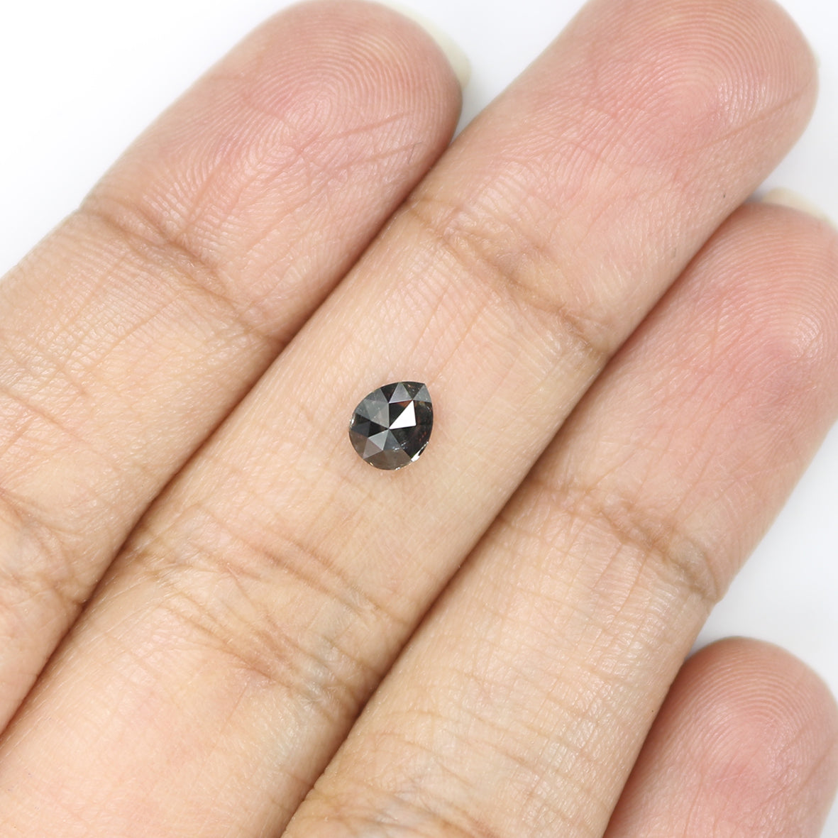 0.51 CT Natural Loose Pear Shape Diamond Salt And Pepper Pear Rose Cut Diamond 5.30 MM Black Grey Color Pear Shape Rose Cut Diamond KQ1979