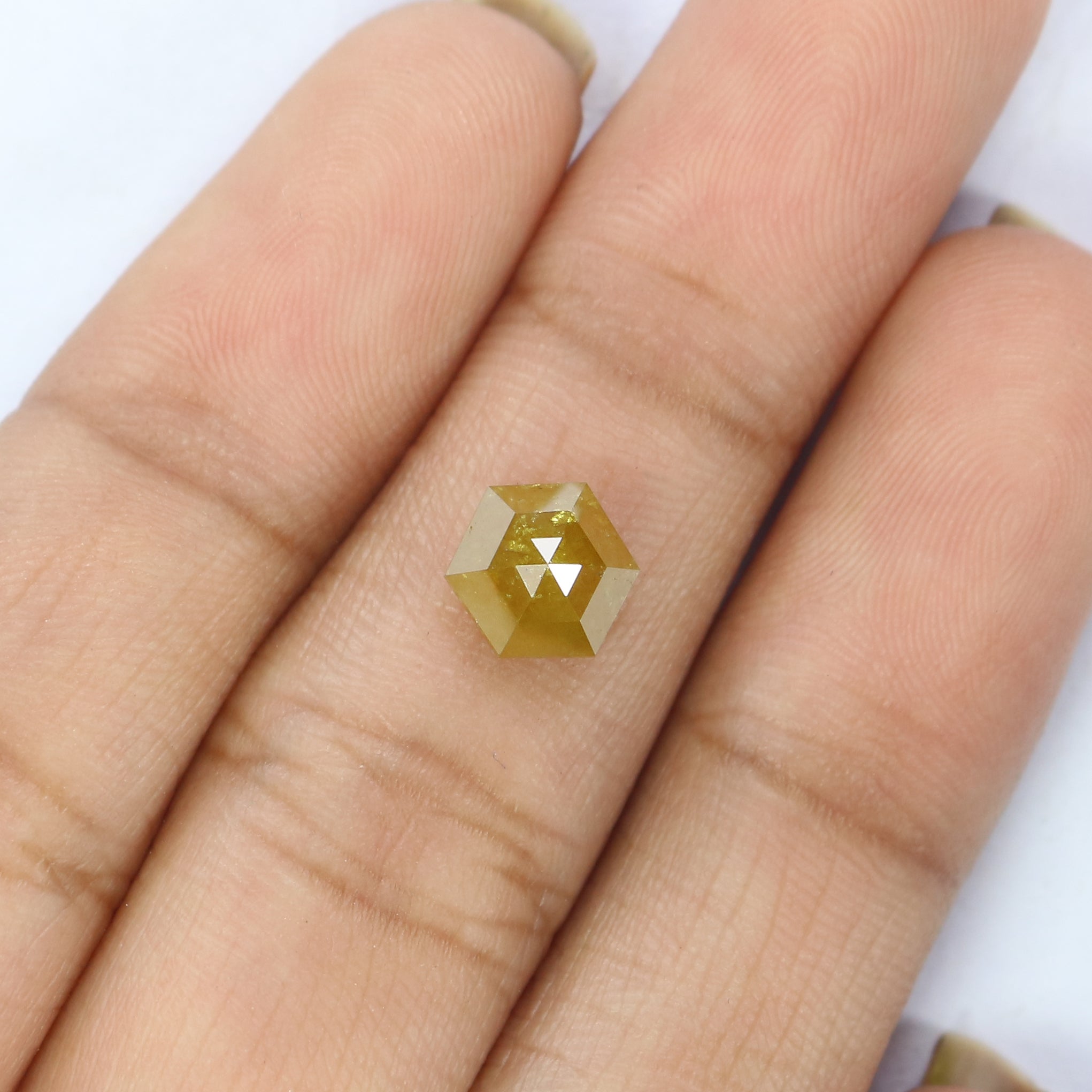 Natural Loose Hexagon Yellow Color Diamond 1.40 CT 7.48 MM Hexagon Shape Rose Cut Diamond L2690