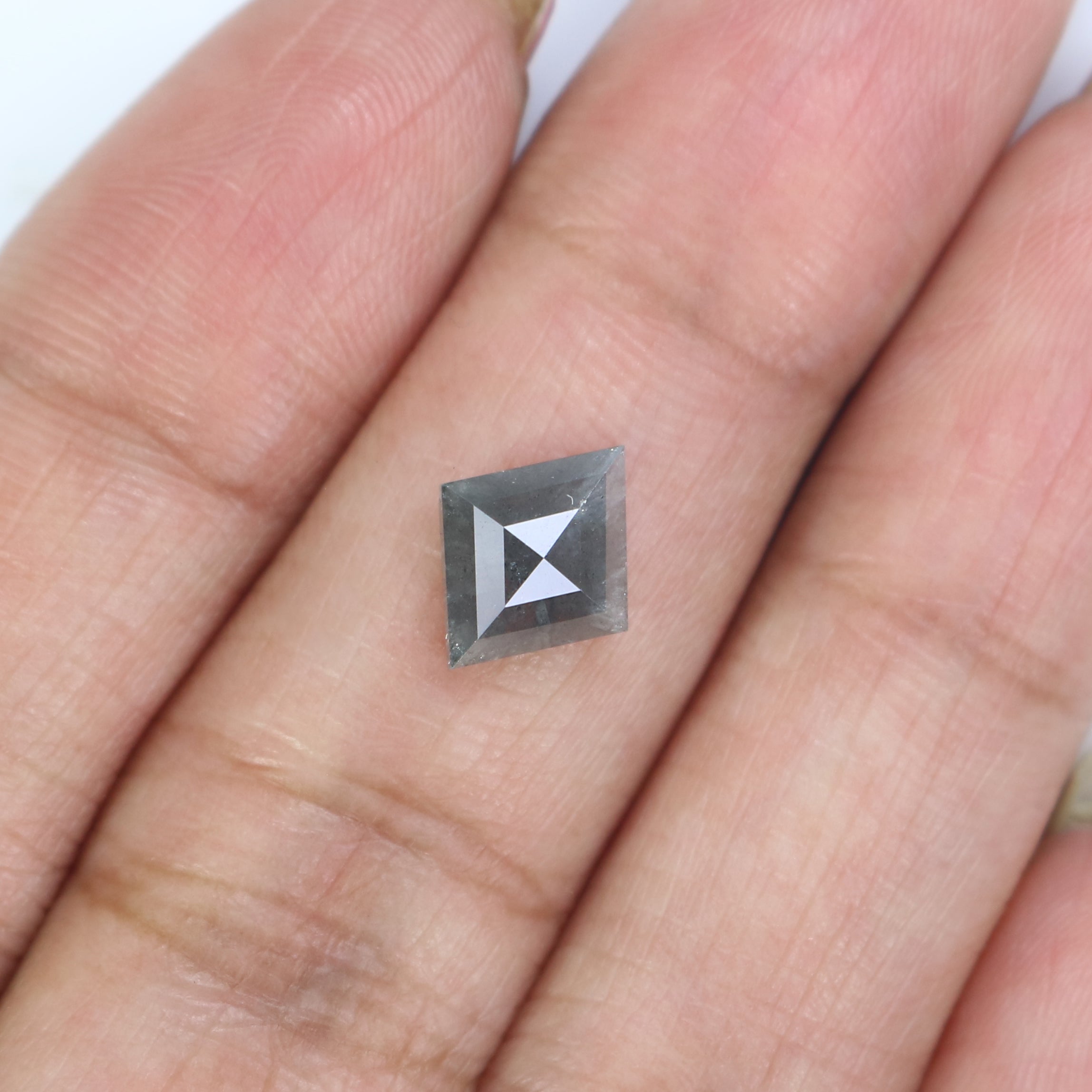 1.50 CT Natural Loose Kite Shape Diamond Salt And Pepper Kite Shape Diamond 9.60 MM Natural Black Grey Color Kite Rose Cut Diamond QK2049