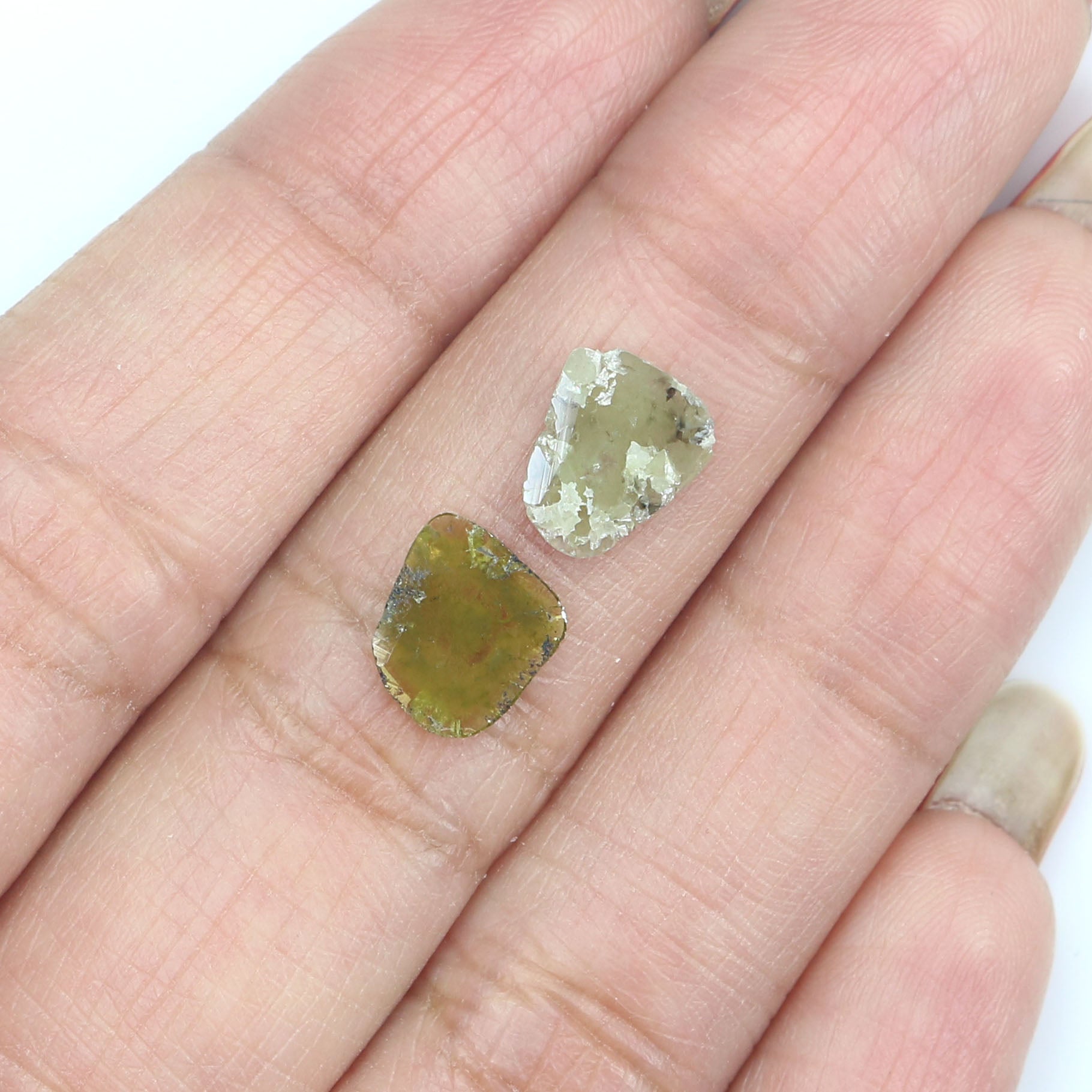 1.44 CT Natural Loose Slice Shape Diamond Yellow Color Slice Cut Diamond 8.10 MM Natural Loose Grey Color Slice Irregular Cut Diamond KQ2561