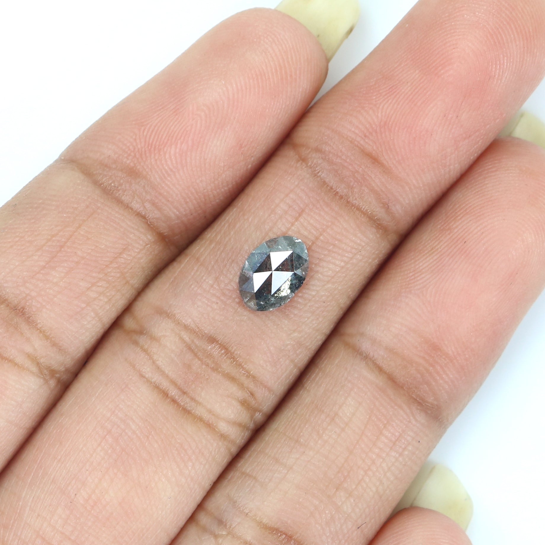 0.94 CT Natural Loose Oval Shape Diamond Salt And Pepper Oval Cut Diamond 7.10 MM Natural Black Grey Color Oval Rose Cut Diamond LQ7060