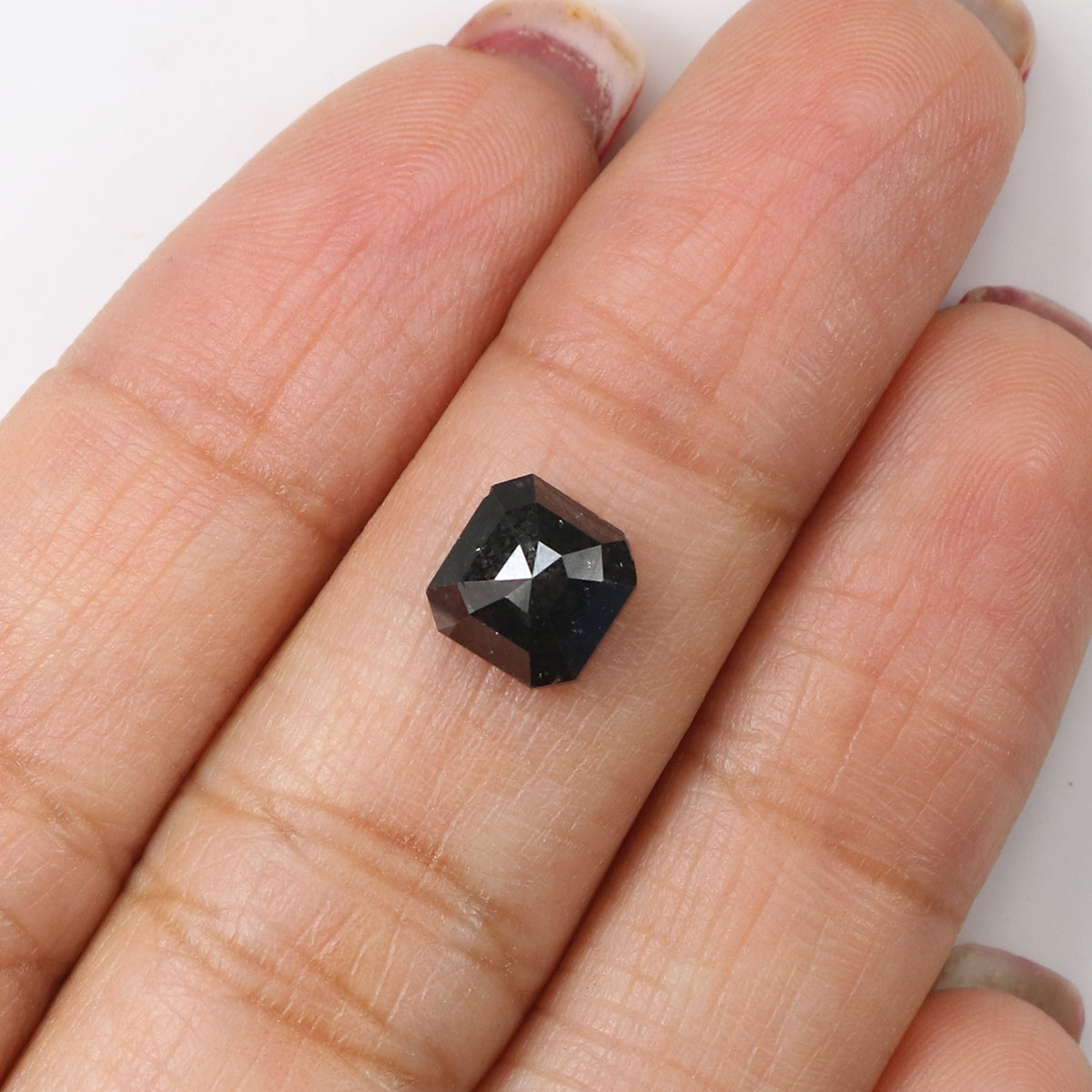 1.45 CT Natural Loose Emerald Shape Diamond Black Color Emerald Diamond 7.00 MM Natural Loose Black Color Emerald Rose Cut Diamond KQ2077