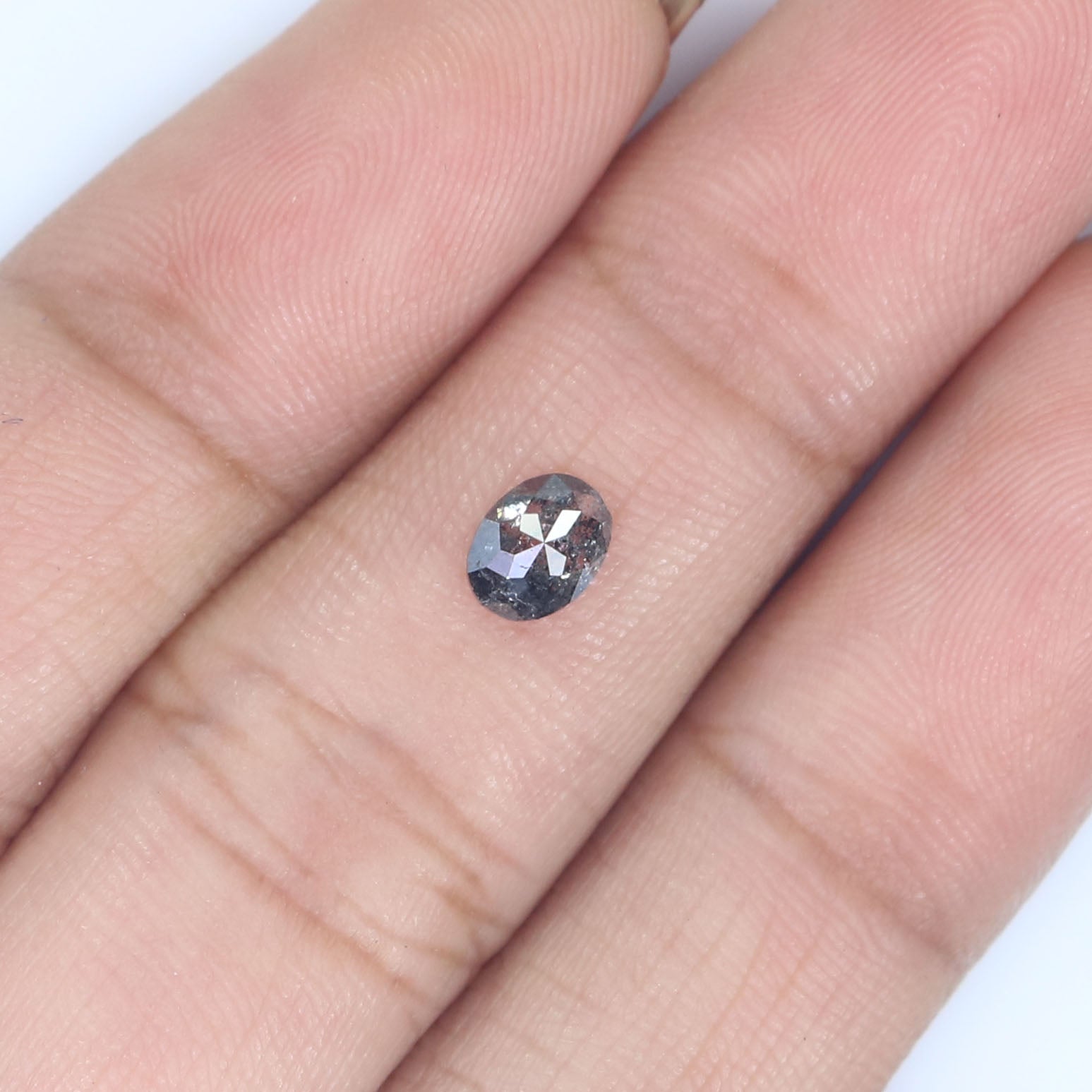 0.37 CT Natural Loose Oval Shape Diamond Salt And Pepper Oval Cut Diamond 5.35 MM Natural Black Grey Color Oval Rose Cut Diamond KQ2584