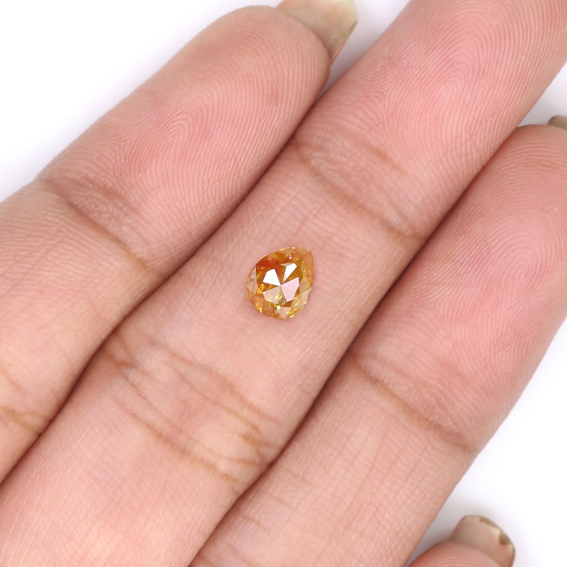 0.60 CT Natural Loose Pear Shape Diamond Yellow Color Pear Diamond 5.85 MM Natural Loose Yellow Color Pear Diamond Rose Cut Diamond LQ2147