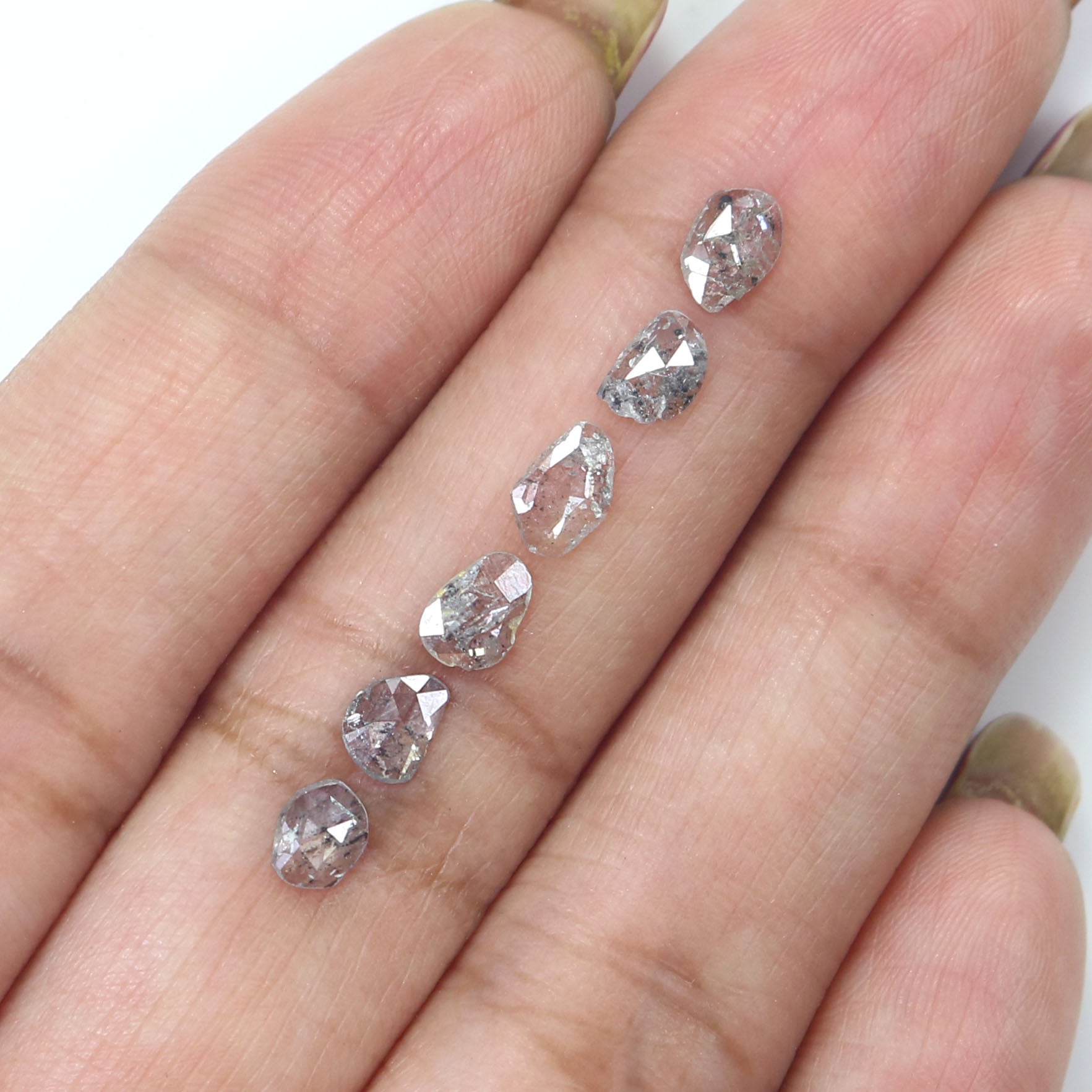 1.10 Ct Natural Loose Slice Shape Diamond Salt And Pepper Slice Diamond 4.90 MM Natural Black Grey Color Slice Irregular Cut Diamond LQ2526