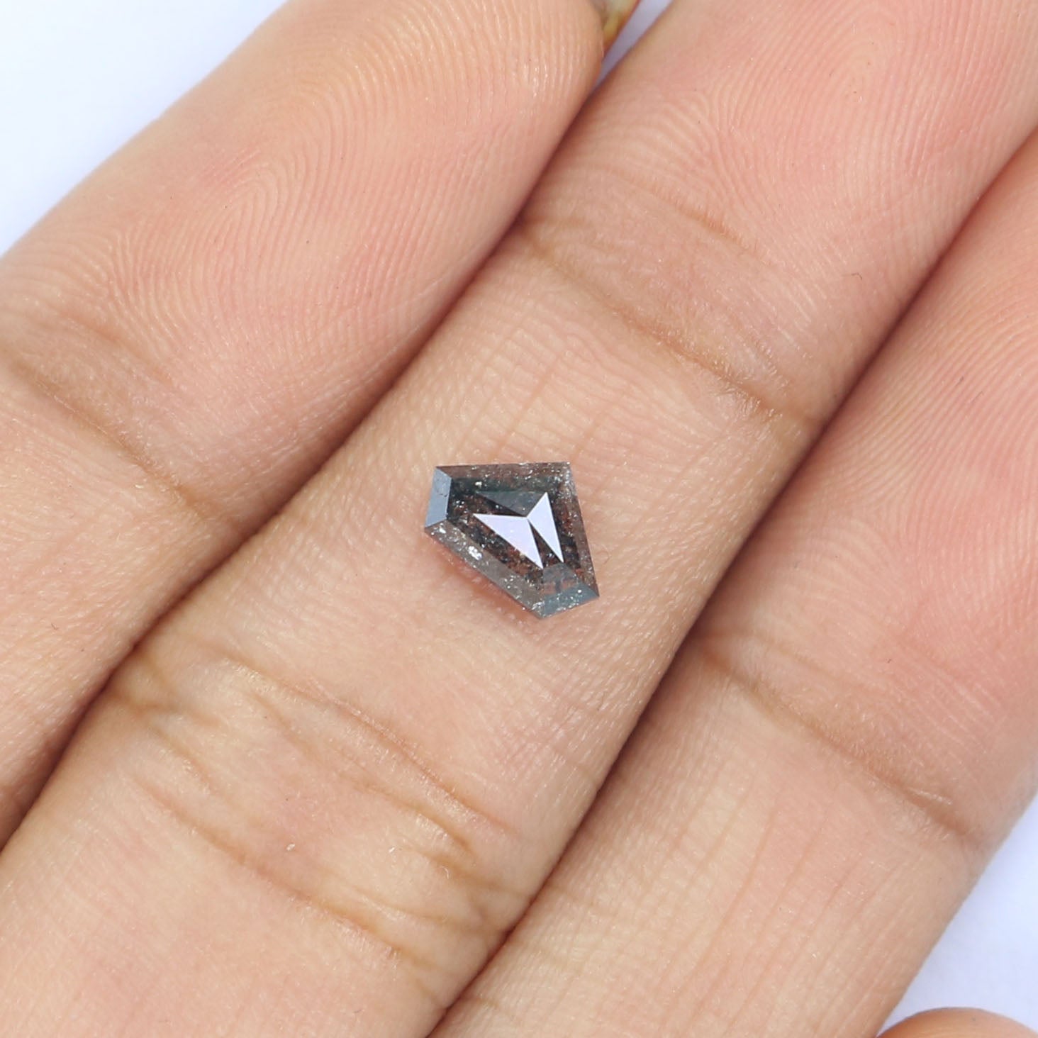 0.59 Ct Natural Loose Shield Shape Diamond Salt And Pepper Shield Cut Diamond 4.70 MM Black Gray Color Shield Shape Rose Cut Diamond LQ2482