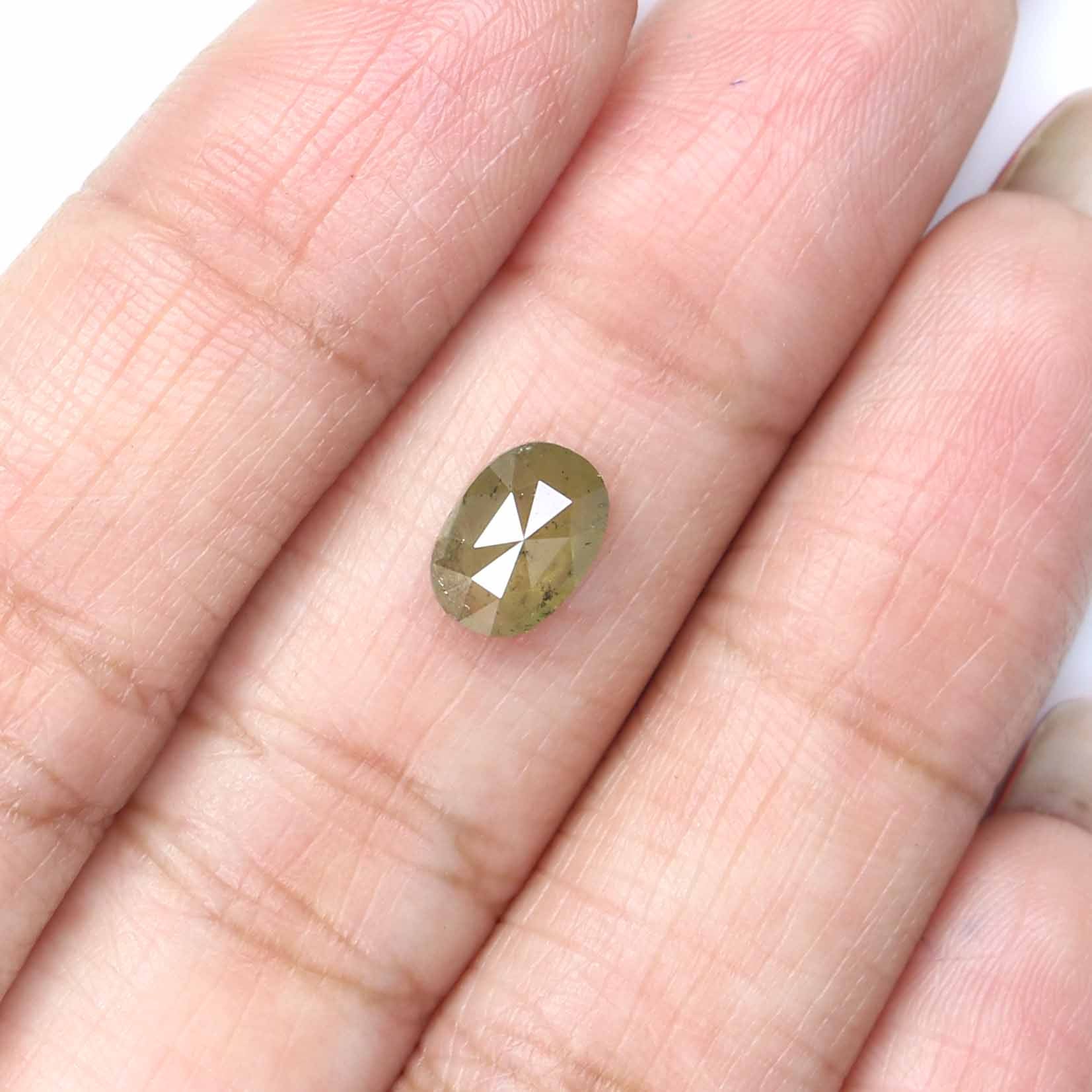 Natural Loose oval Diamond Yellow Grey Color 1.08 CT 7.90 MM oval Rose Cut Shape Diamond KR1915