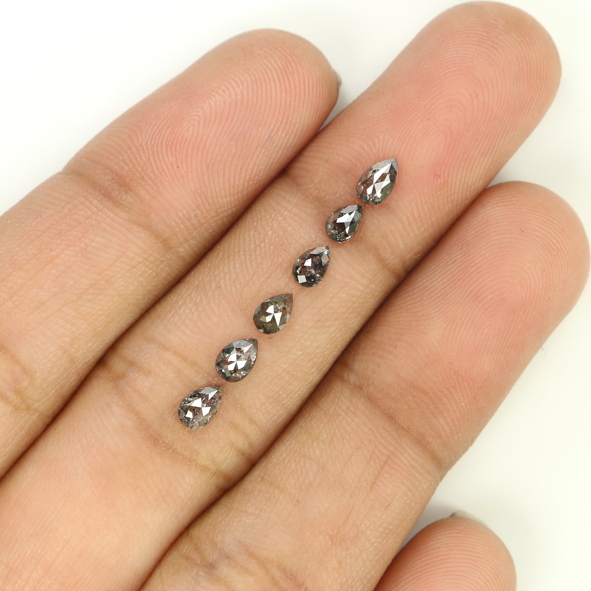 0.82 CT Natural Loose Pear Shape Diamond Salt And Pepper Pear Cut Diamond 3.90 MM Natural Black Grey Color Pear Rose Cut Diamond QLB1311